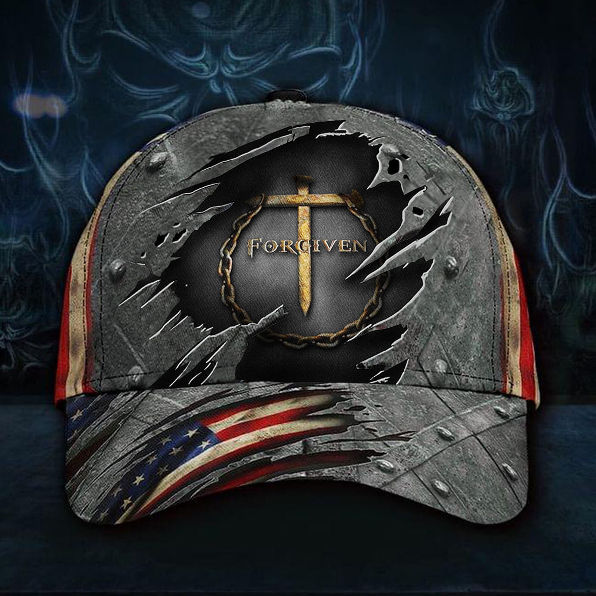 Forgiven Cross Jesus cap, warrior of Christ cap, Knight Templar cap, Jesus gift for Dad