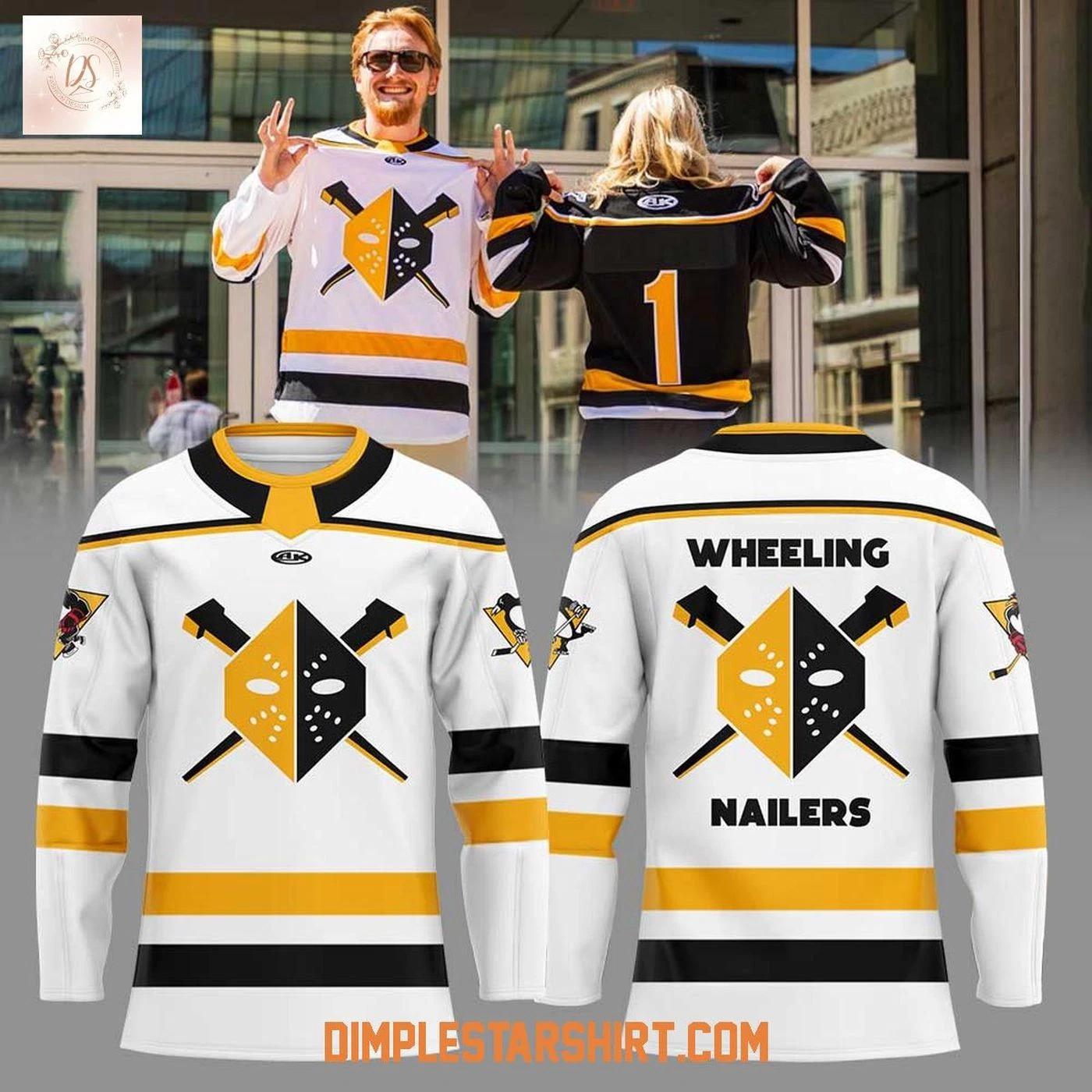Wheeling Nailers Our 2025-26 White Hockey Shirt Men's Fan Gear Gift