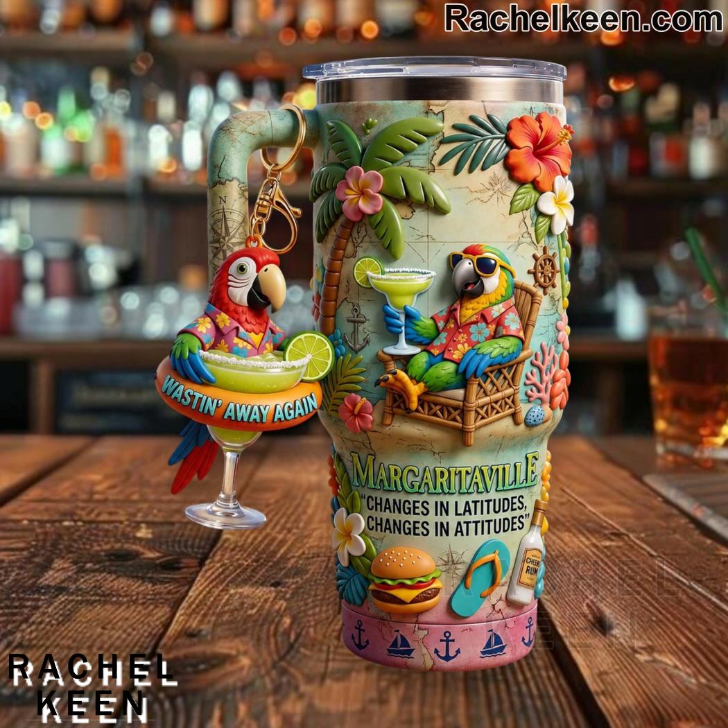 Jimmy Buffett Margaritaville Changes In Attitudes Handle Tumbler With Plush Charm