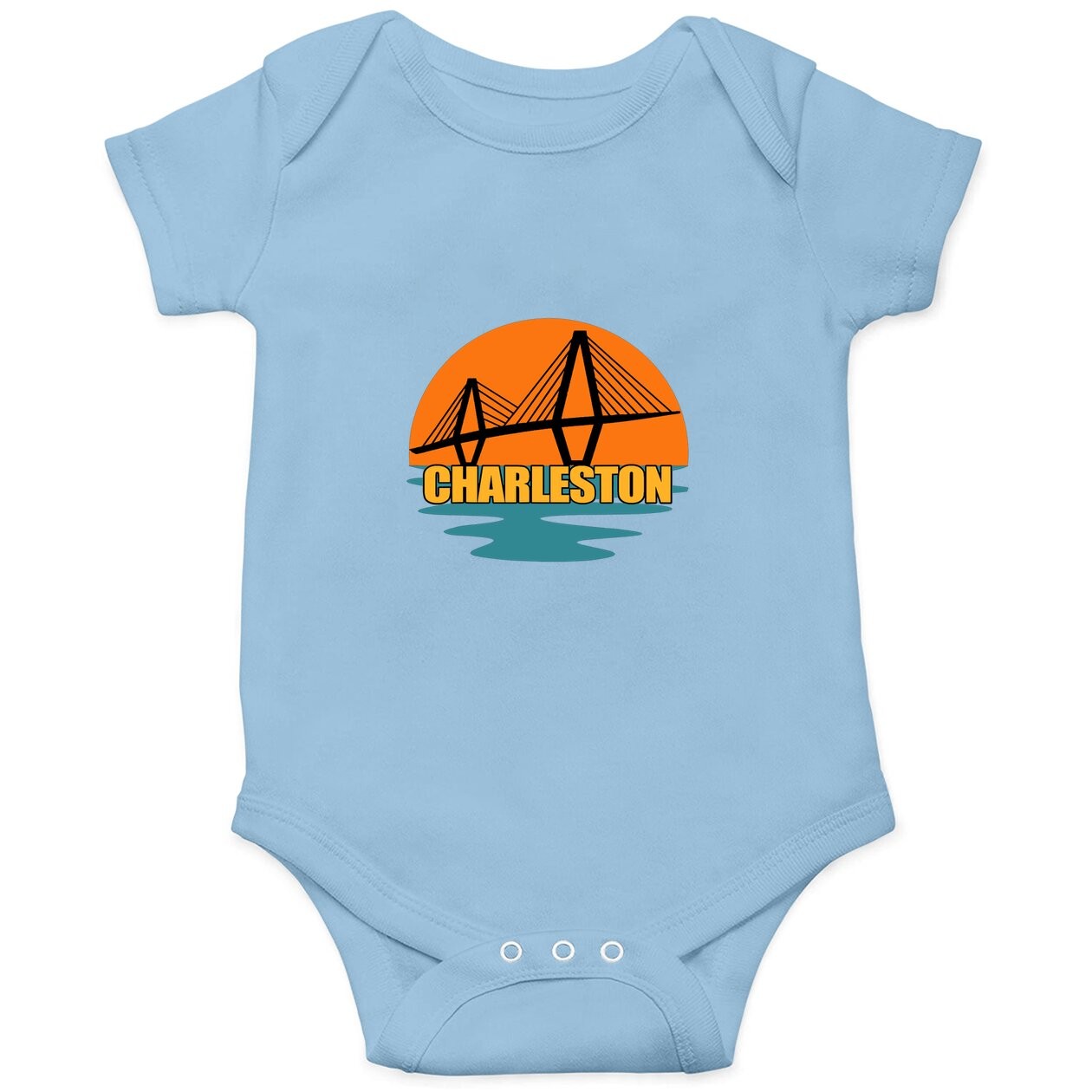 Charleston Cooper River Ravenel Bridge Silhouette Sunset Baby Bodysuit
