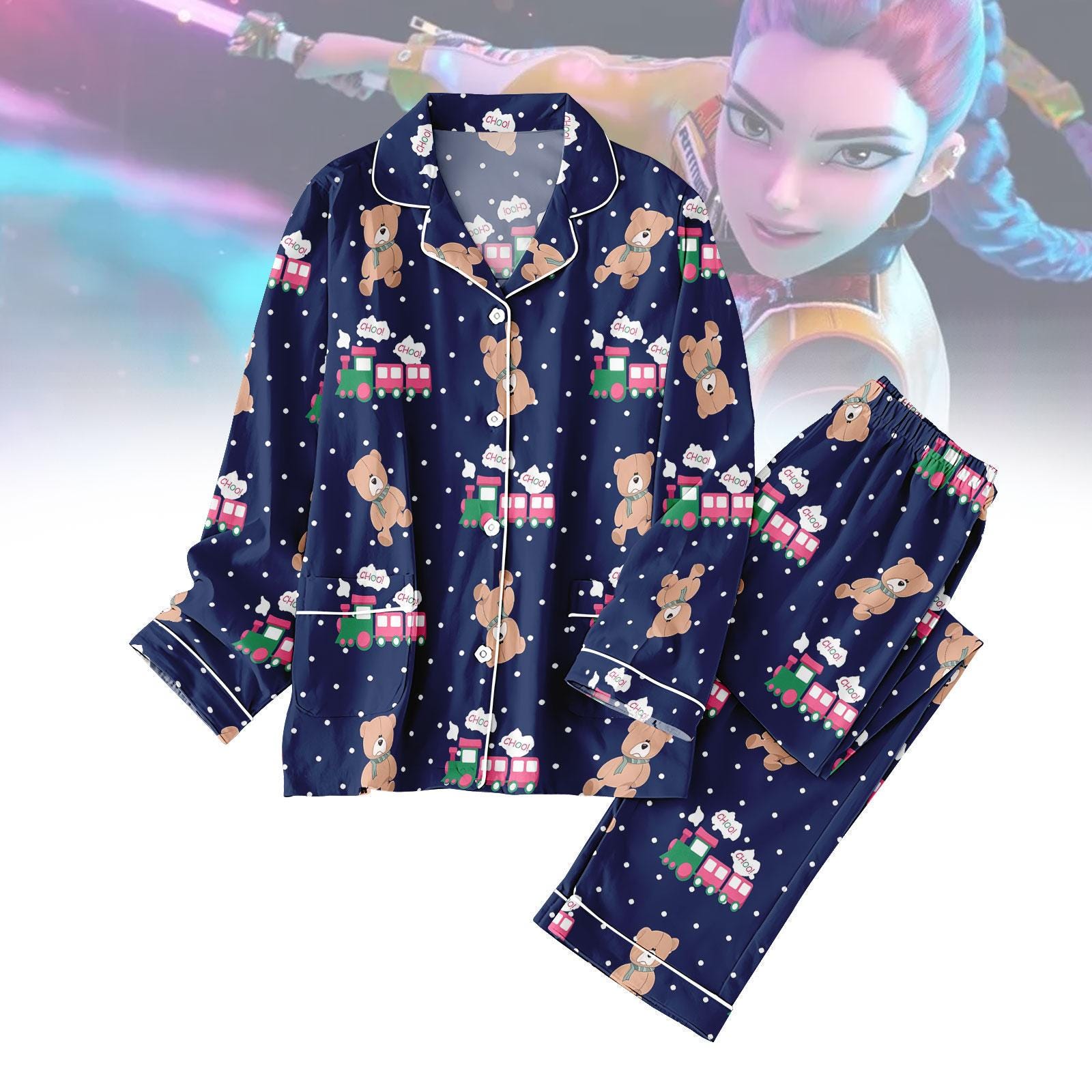 Kpop Rumi Choo Choo Pajamas Set, Choo Choo Train Women Pajamas, K-pop Demon Hunters Sleepwear, Movie Pajamas Family, Kpop Merch For Fan