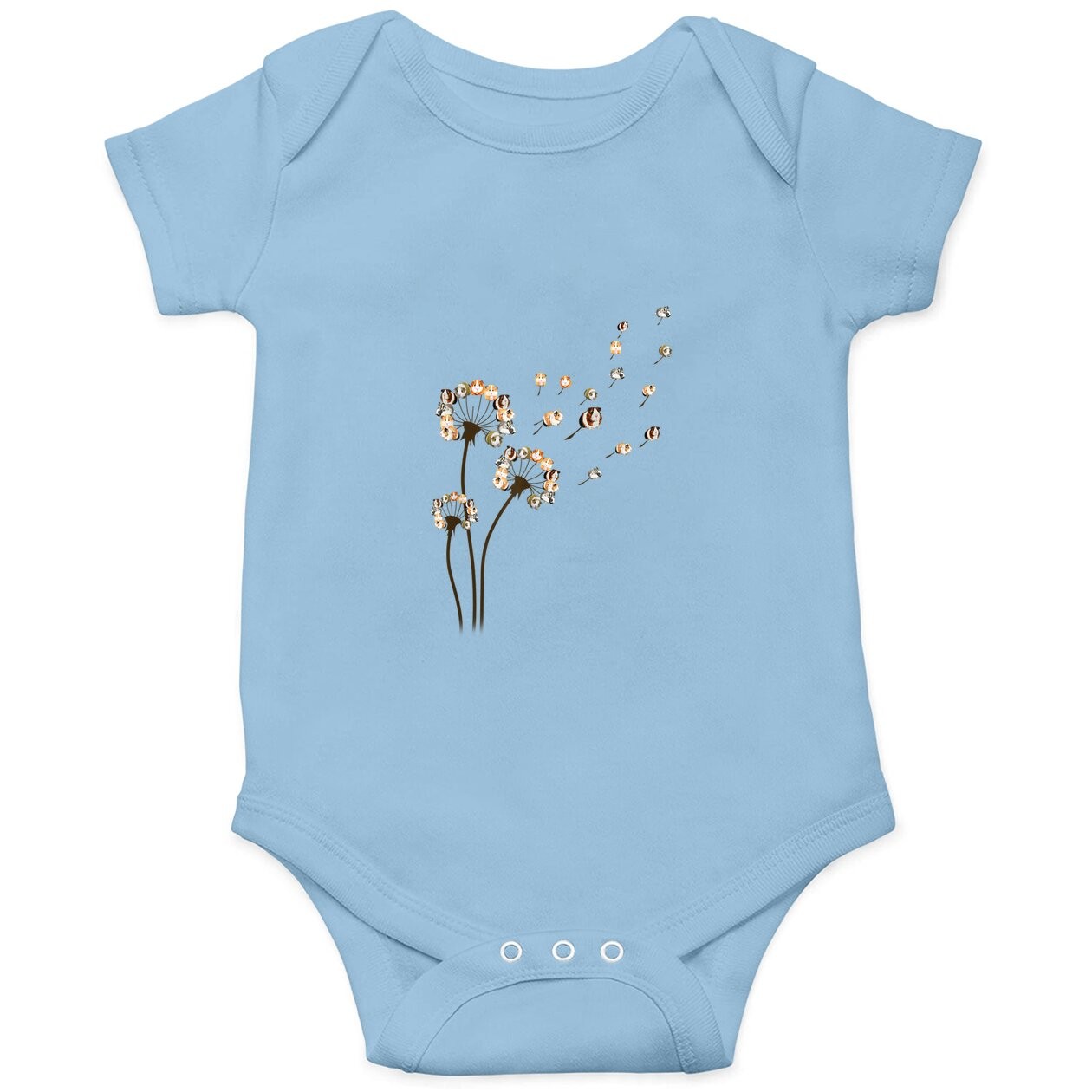 Pig Dandelion Flower Animal Lovers Tee Baby Bodysuit