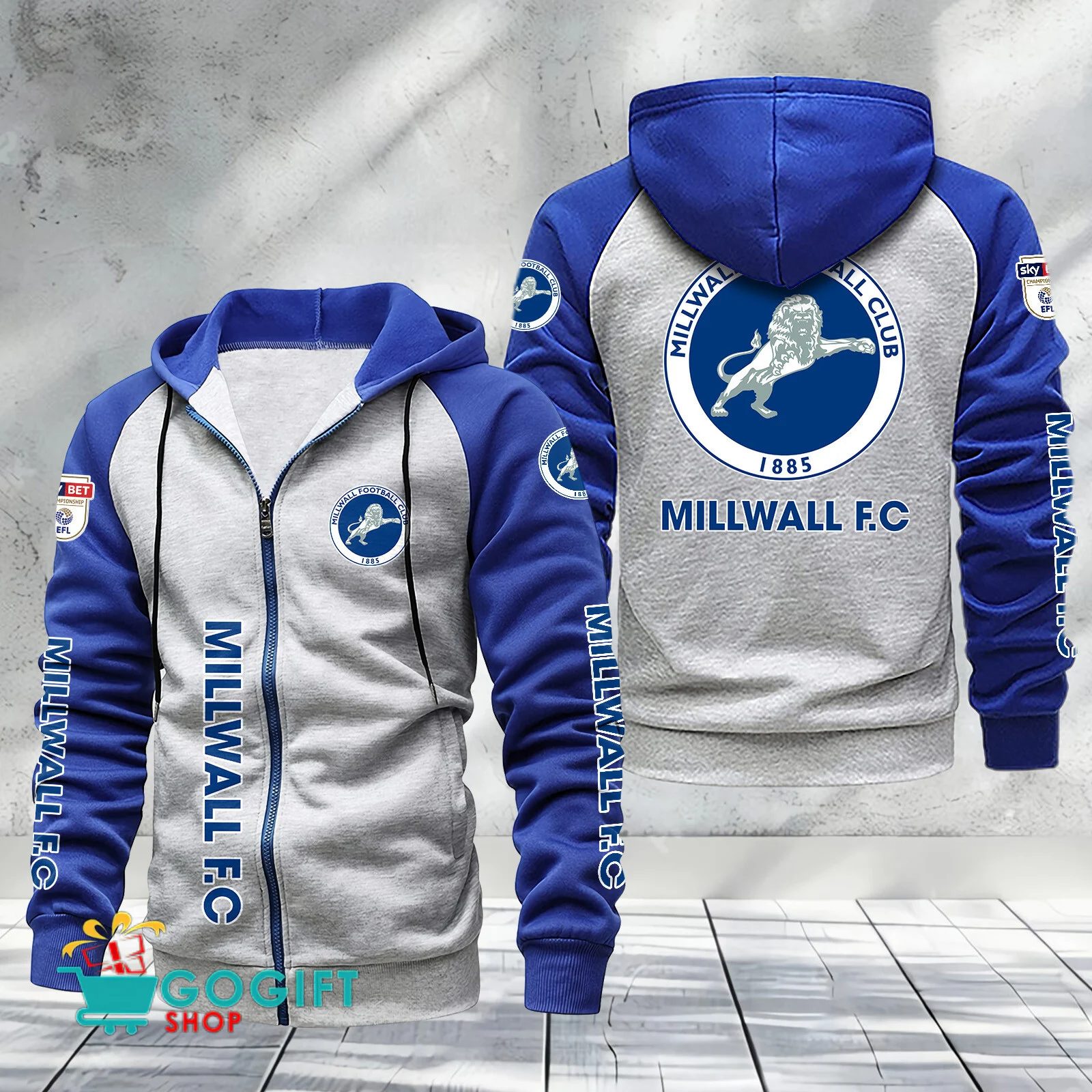 Millwall FC Sporty Style Raglan Zipper Hoodie