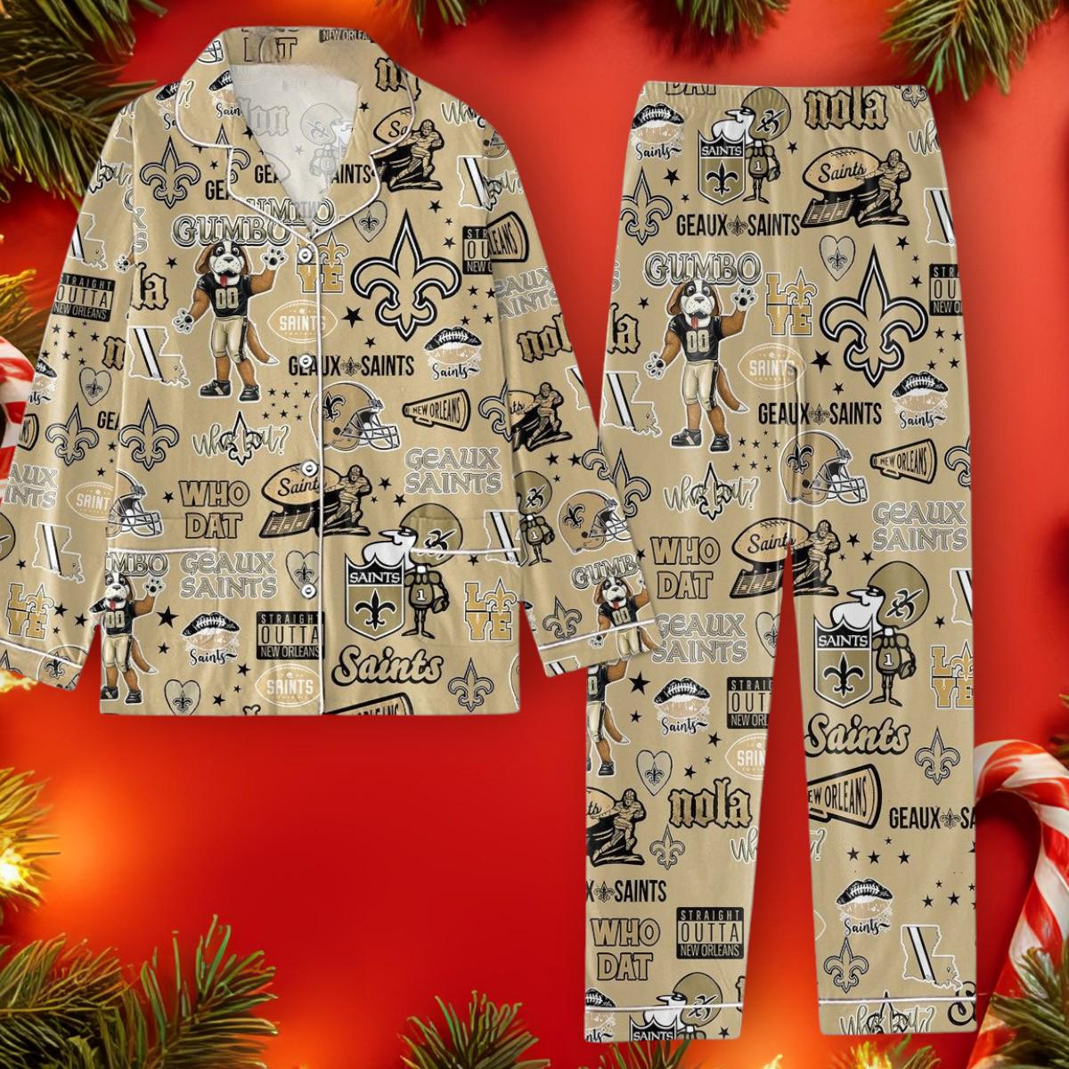 New Orleans Saints Who Dat Geaux Pajamas Set, Pajamas for Adults & Kids, Gift for Friends and Family