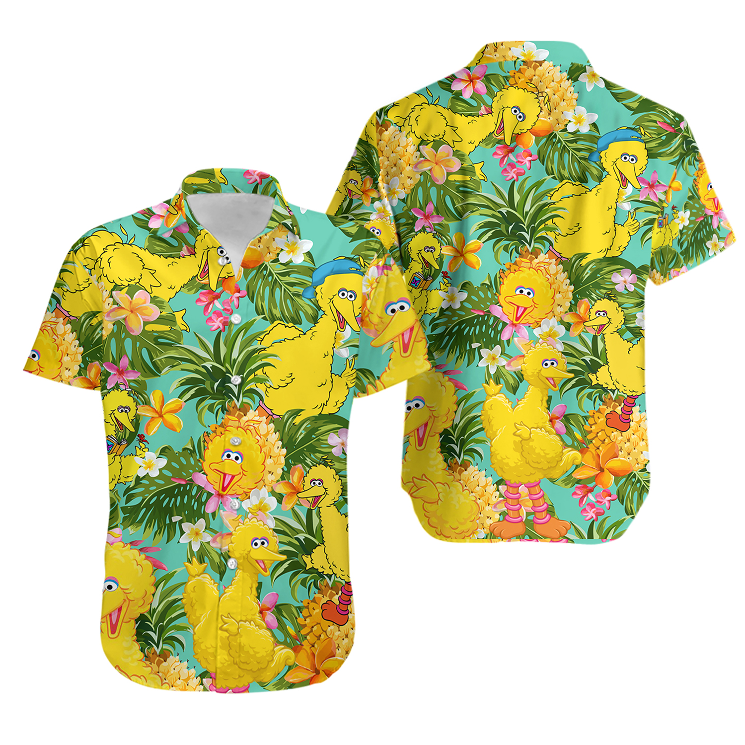 The Muppet Big Bird Pineapple Flower 3D Hawaiian Shirt