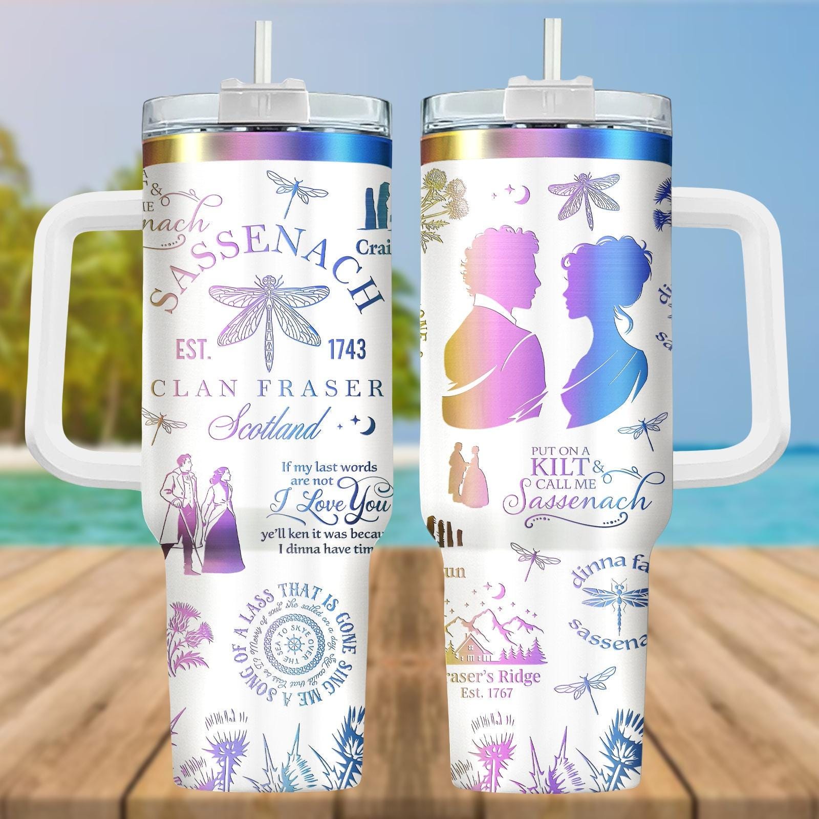 Outlander Sassenach 40oz Tumbler, Engraved Outlander Mug, Bookish Engraved Cup, Romantic Highlander Gift, Outlander Fan Mug