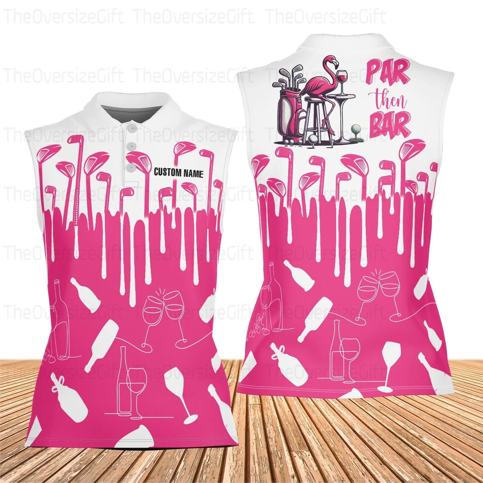 Women’s Sleeveless Golf Polo Shirt - Flamingo, Customizable, Fun Golf Top