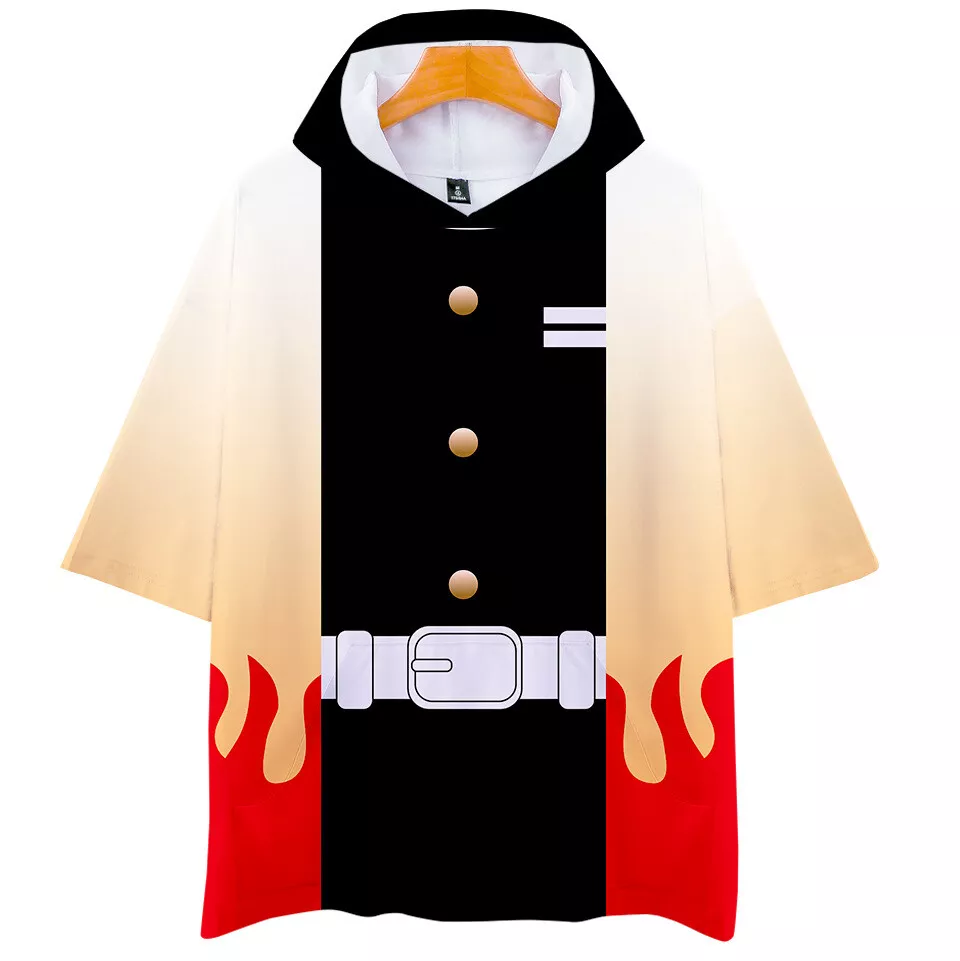demon Kimetsu no Yaiba Kamado Tanjirou neko Short Sleeve Hoodie Shirt