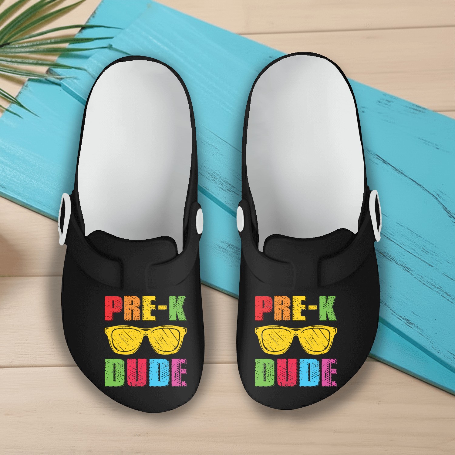 Pre k Dude Retro Vintage Sunglass Preschool Kids Slip On Clogs