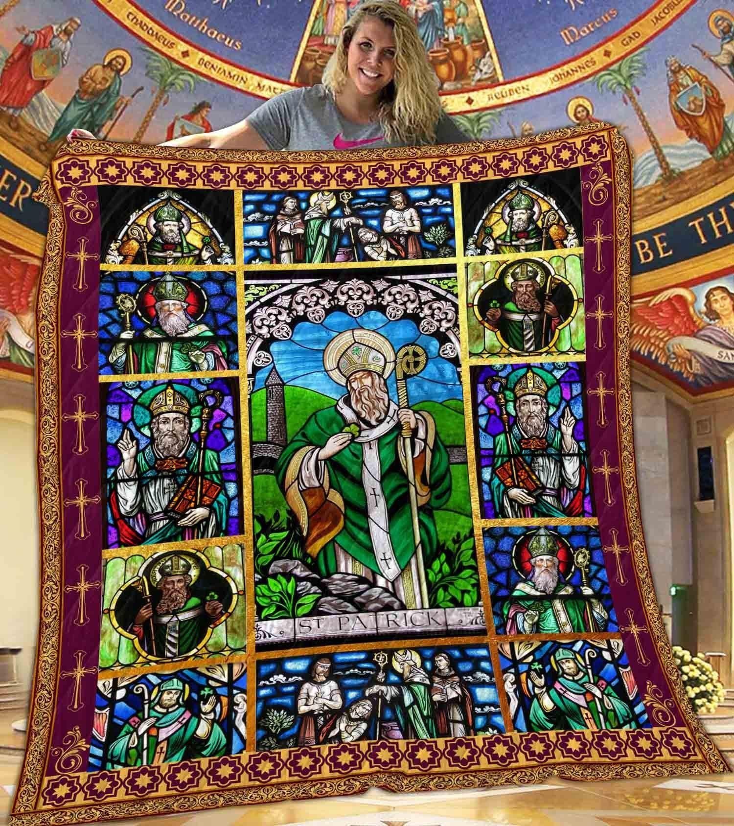 Vintage St Patricks Day Quilt - St Patty Day Quilt, St Patrick's Day Decor, St Patricks Day Gift Irish Gift
