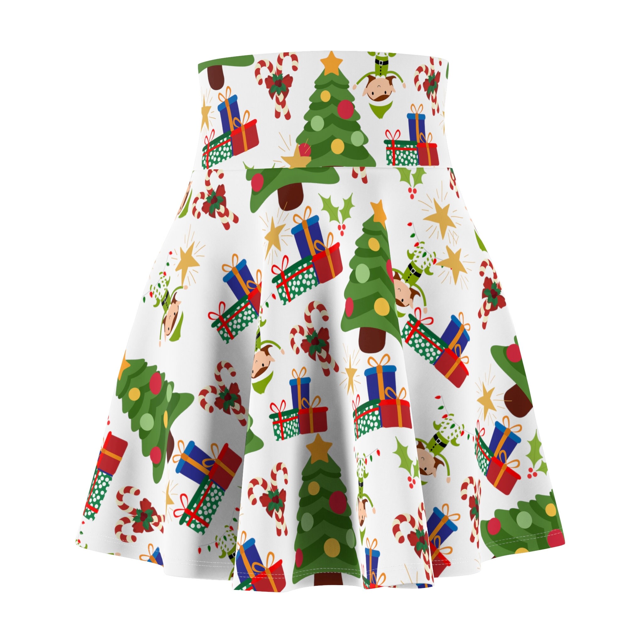 Christmas Skirt Winter Holiday Dress Elf Skirt Women's Skater Skirt