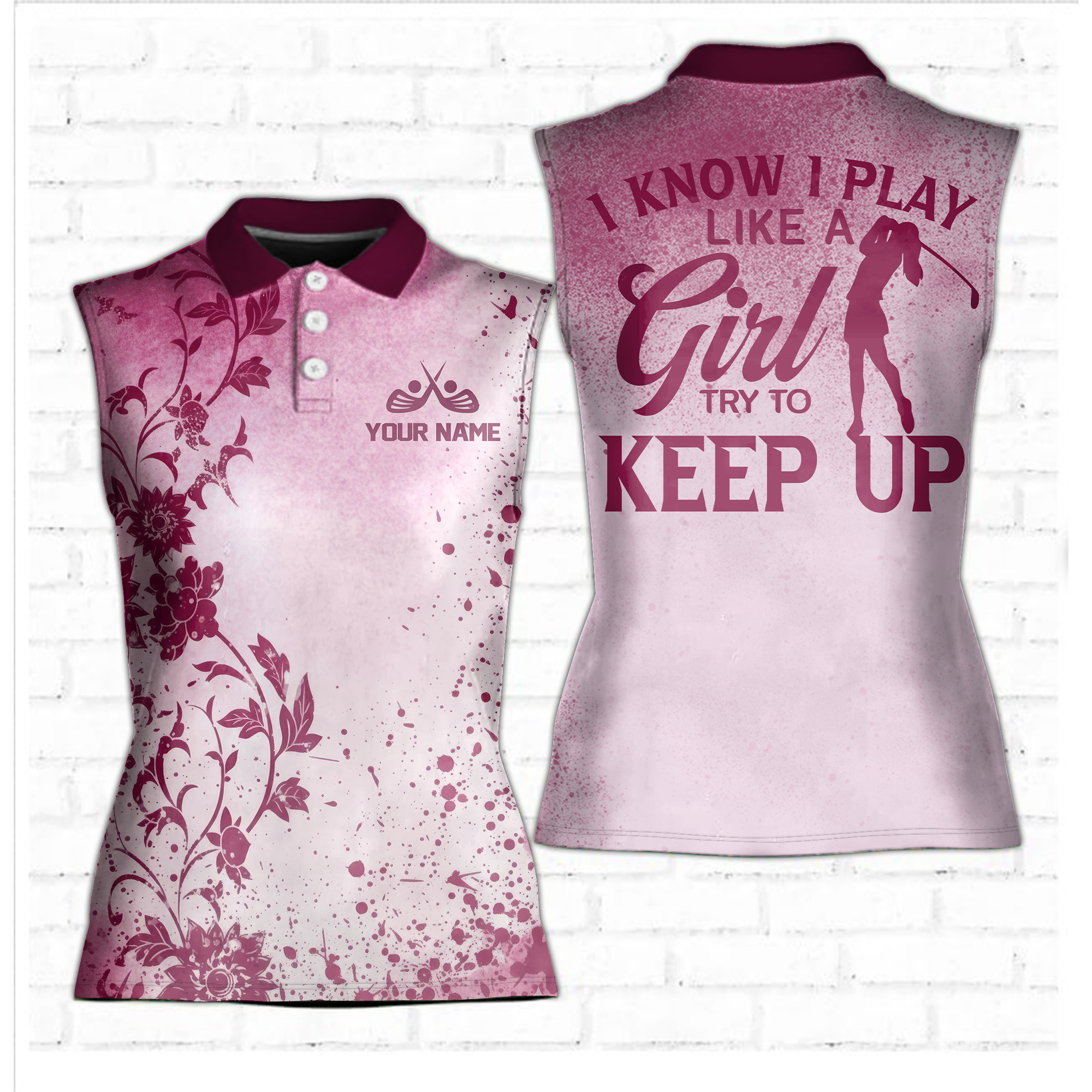 Custom Vintage Violet Golf I Play Like A Girl Women Sleeveless Polo