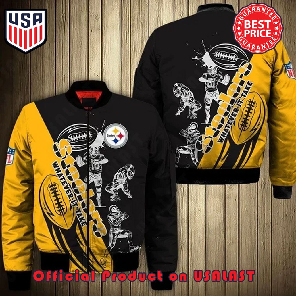 PITTSBURGH Steeler PLAYERS PATTERN BOMBER JACKET – YELLOW AND BLACK