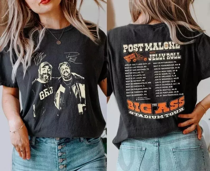 Post Malone Tour, Big Ass Stadium Tour, Posty 2025 Tour 2 side shirt KV30100