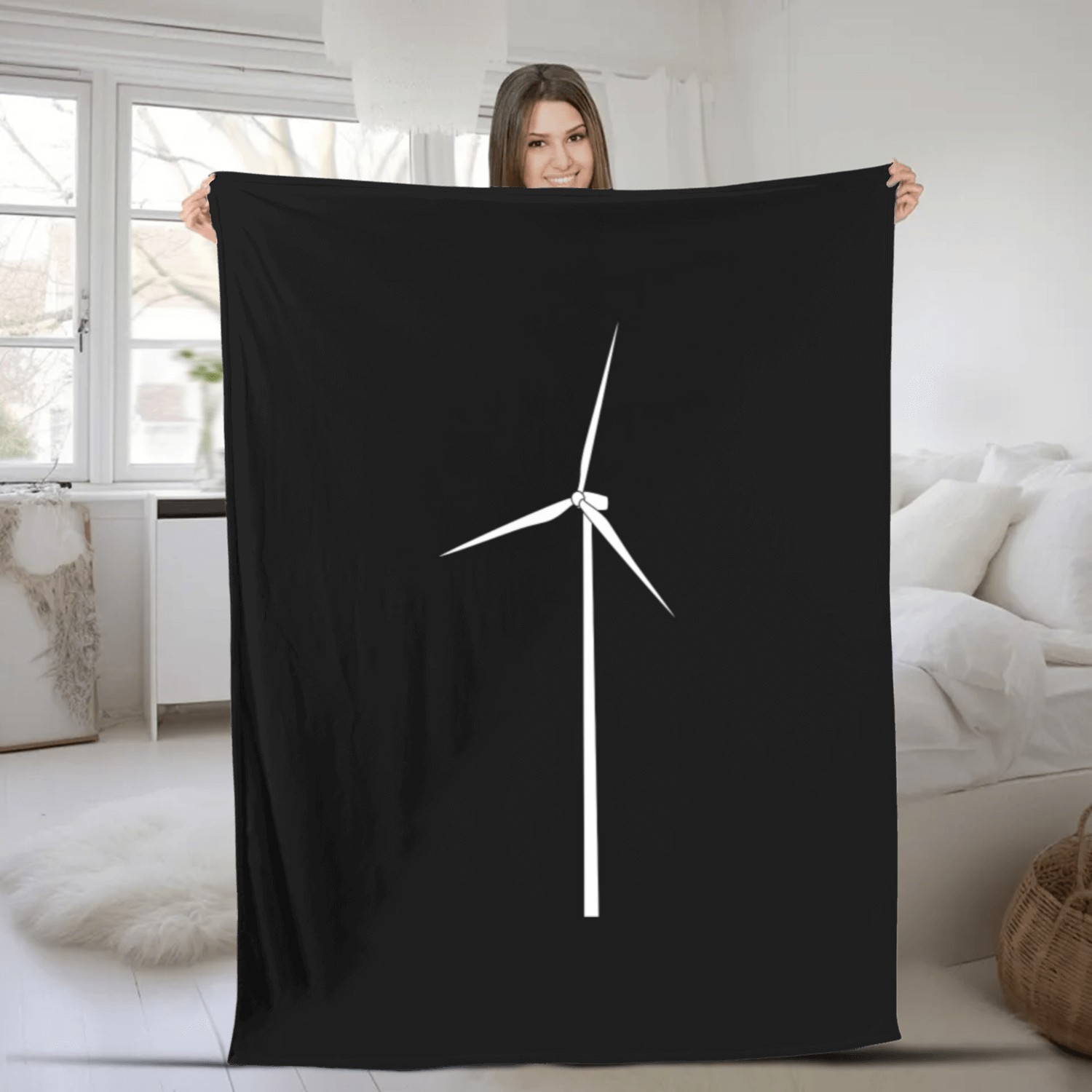 windmill windmuehle wind turbine windrad12 Fleece Blankets