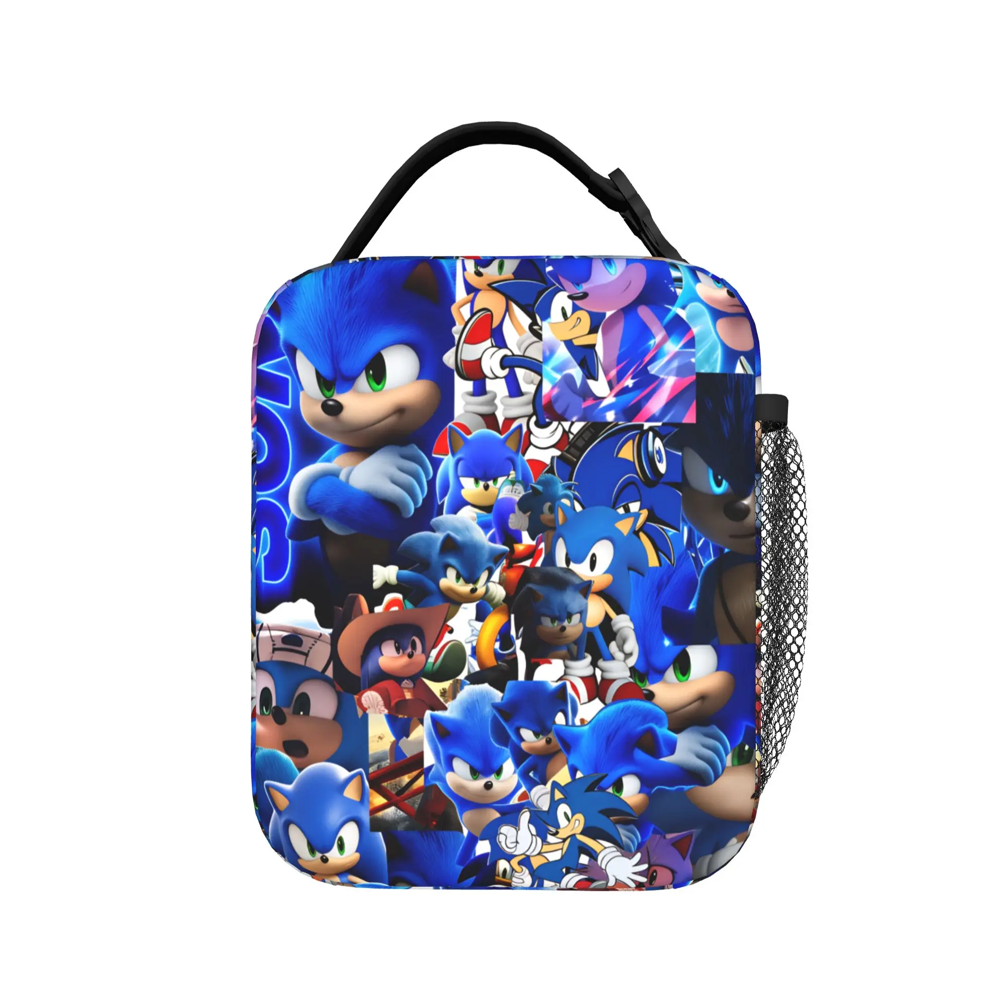 Sonices Cartoon Game Lunch Bag Blue Character Cute Lunch Box For Child Travel Cooler Bag Oxford Thermal Lunch Bags