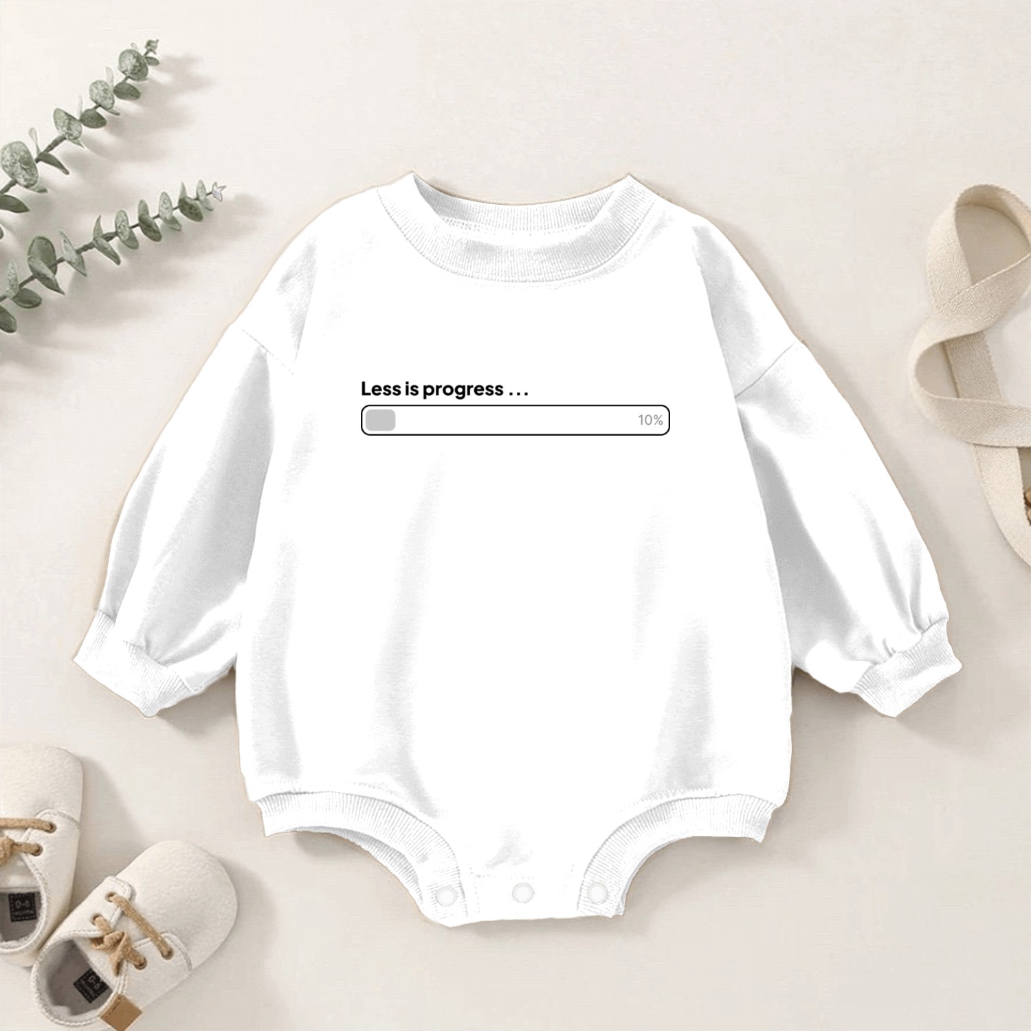 less is progress Baby Romper Sweatshirts