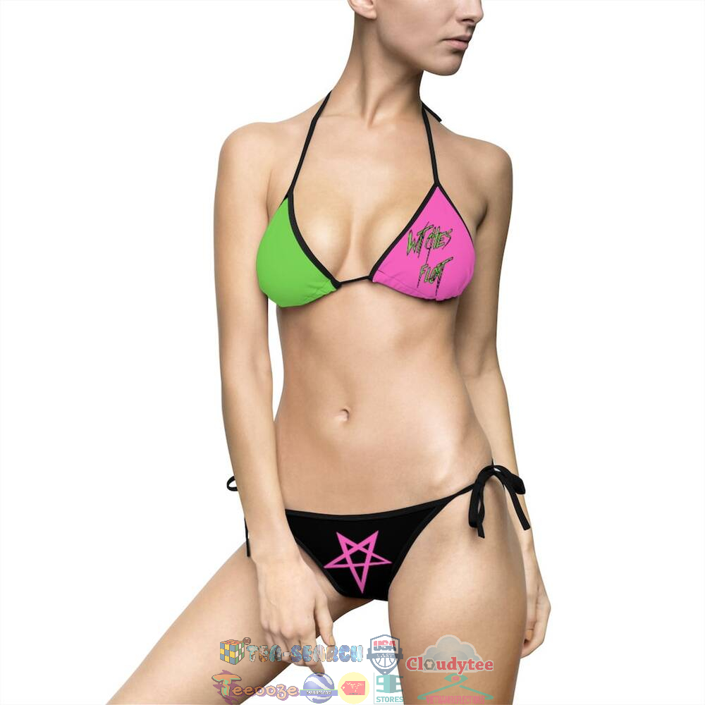 Women's Witches Broomstick Graphic Two Piece Sling Bikini Set Swimsuit for Beach