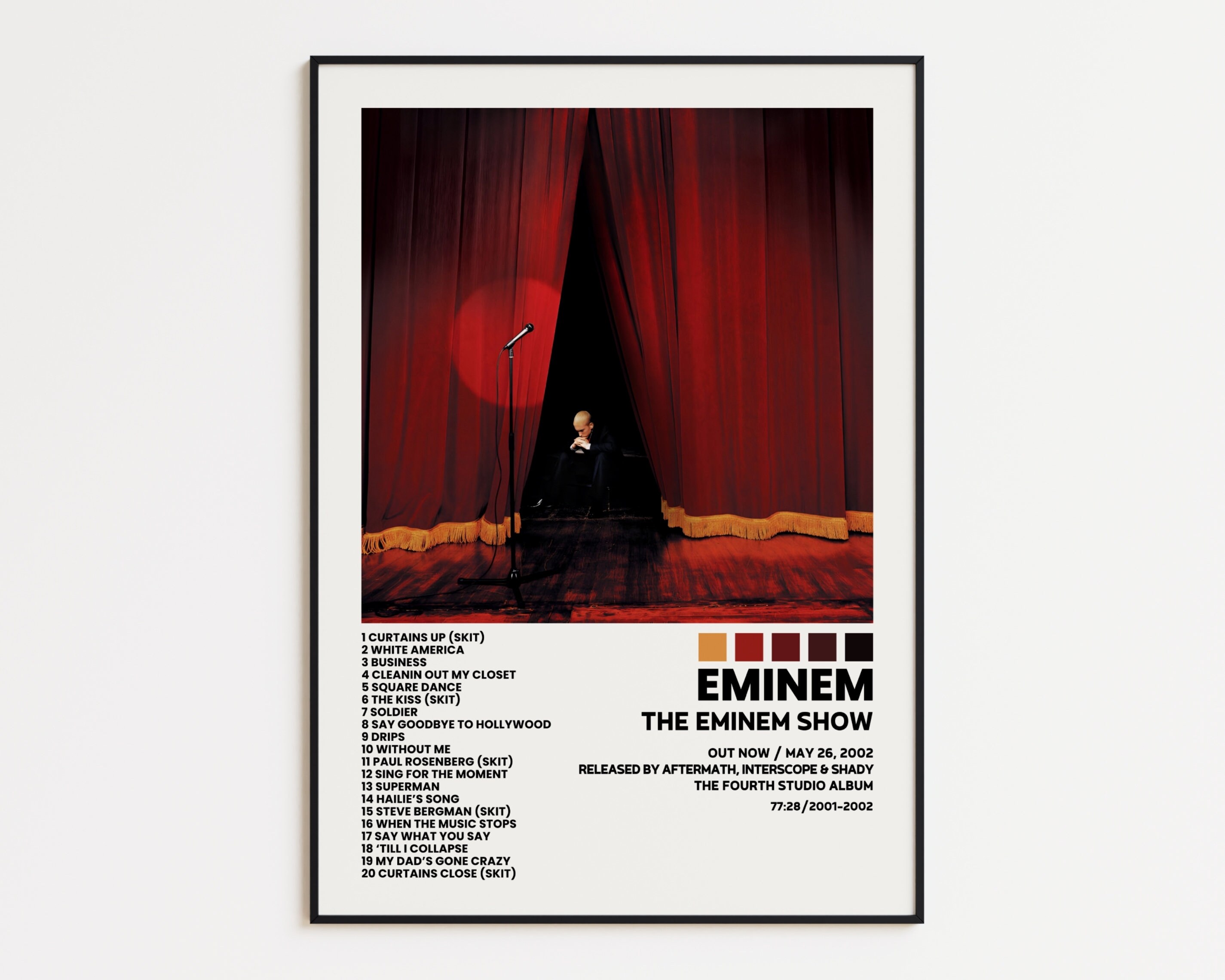 Eminem Cover Poster, The Eminem Show Album Wall Print, Tracklist Poster