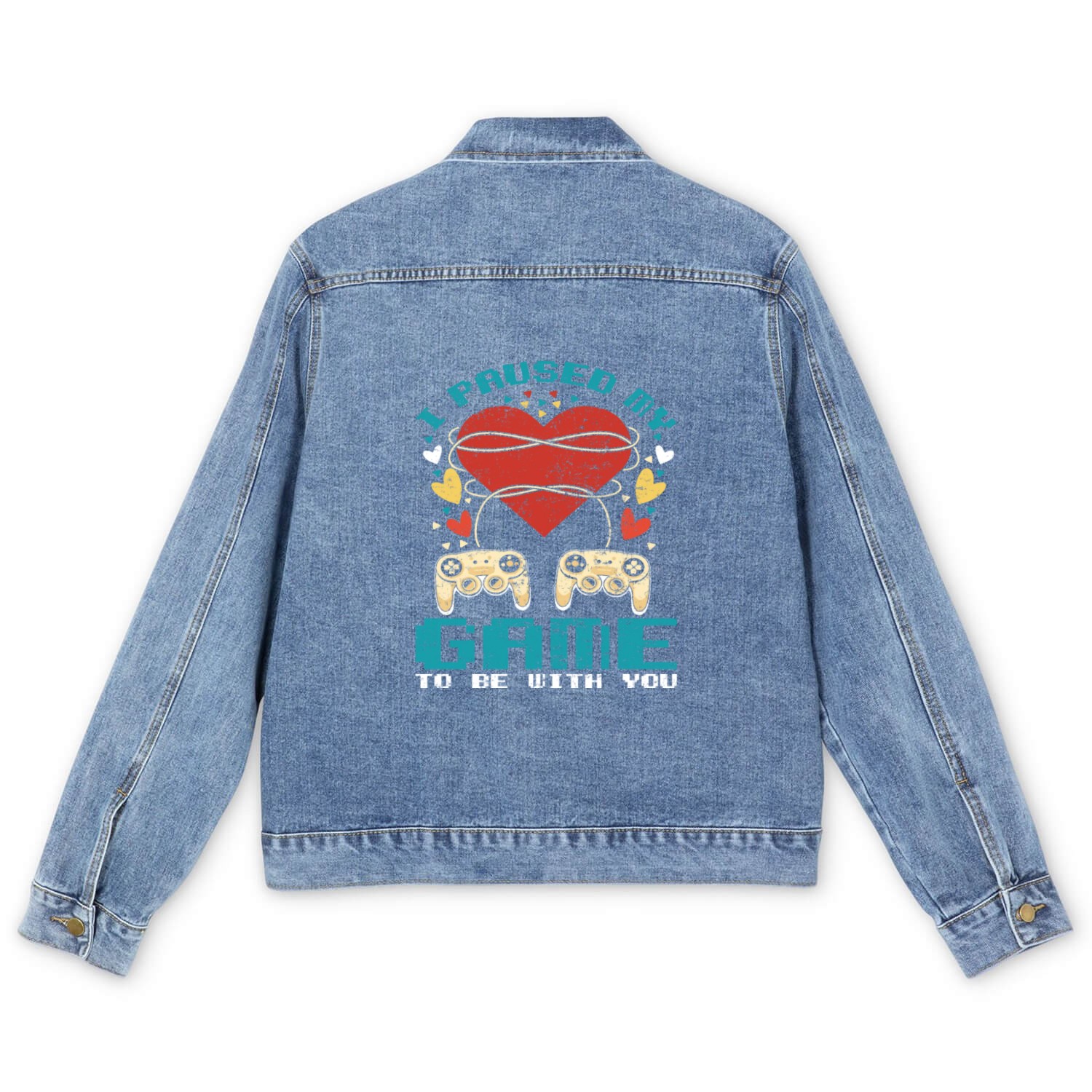 Gamer Love Paused my Game to be With You Men's Denim Jackets
