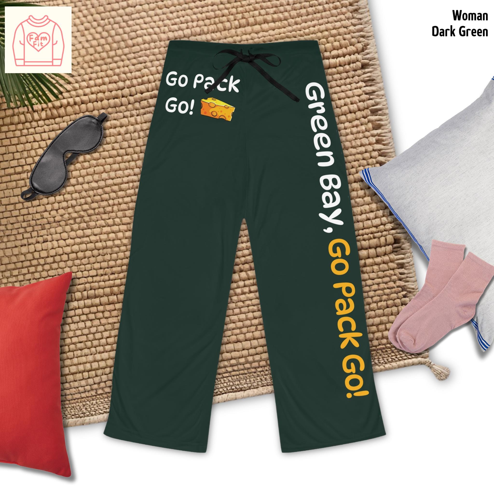 Go Pack Go Pajama Pants, Green Bay Pajamas Women, Green Bay Pajamas Men, Packer Pajamas Fan Gift, Pajama Pants, Gift for Him, Gift for Her