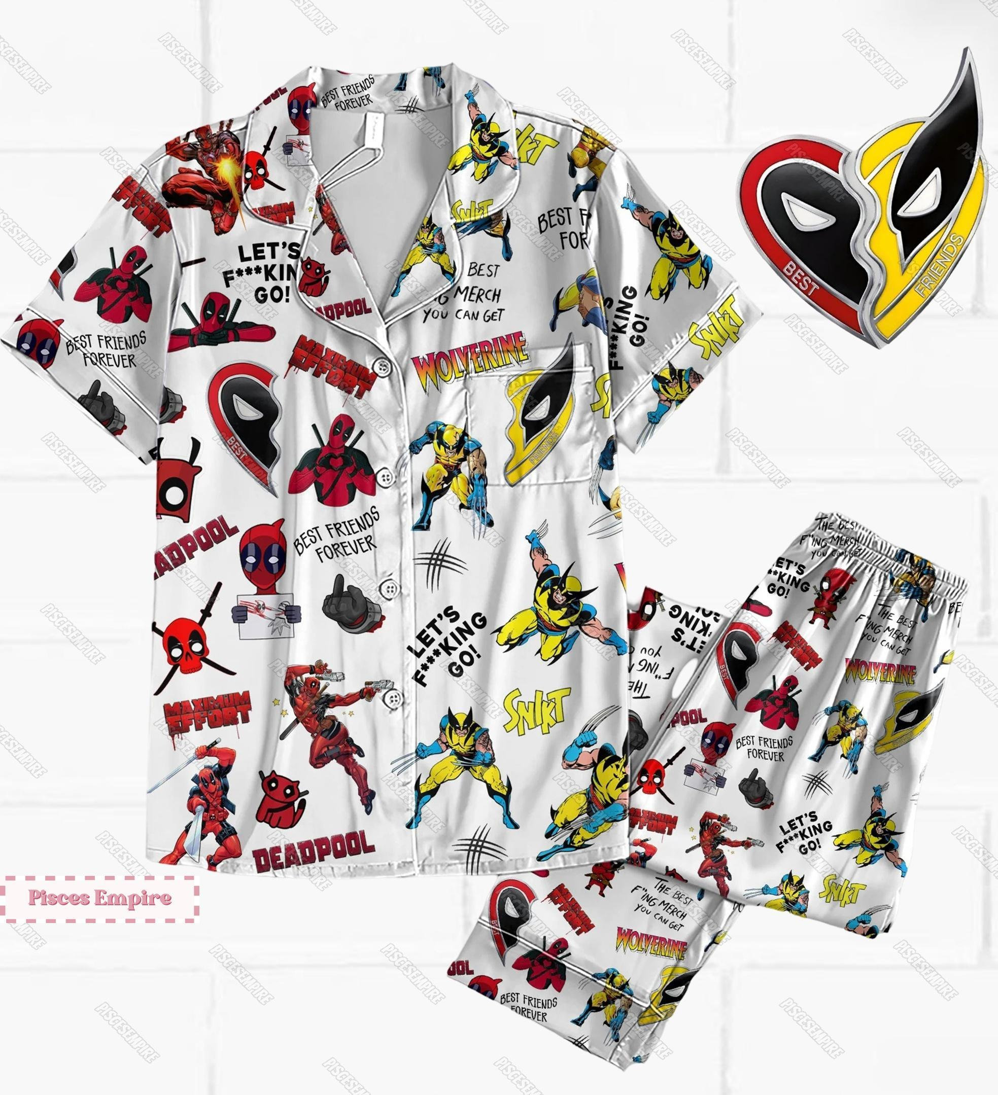 Deadpool Wolverine Pajamas, Deadpool And Wolverine Shirt, Deadpool 3 Movie Pajamas, Deadpool Best Friends Shirt, Super Hero Halloween Shirt