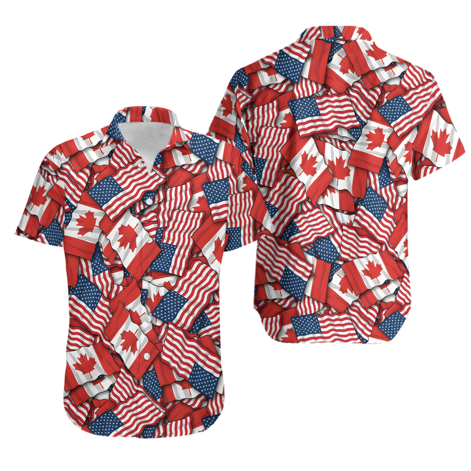 Canadian American Friendship Flag Hawaiian Shirt