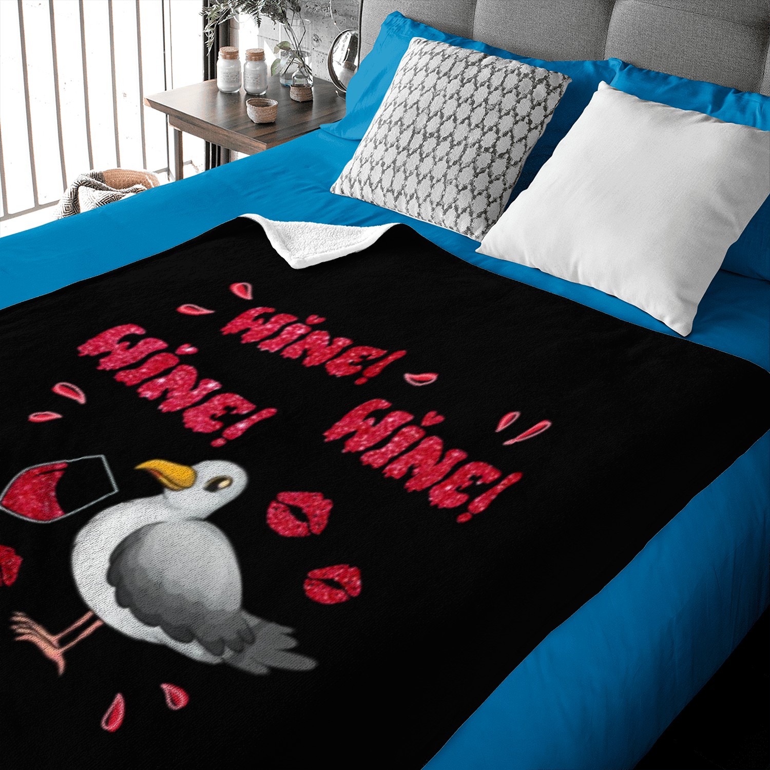Wine Seagull Bird Lover Shorebird Seagulls Baby Blankets