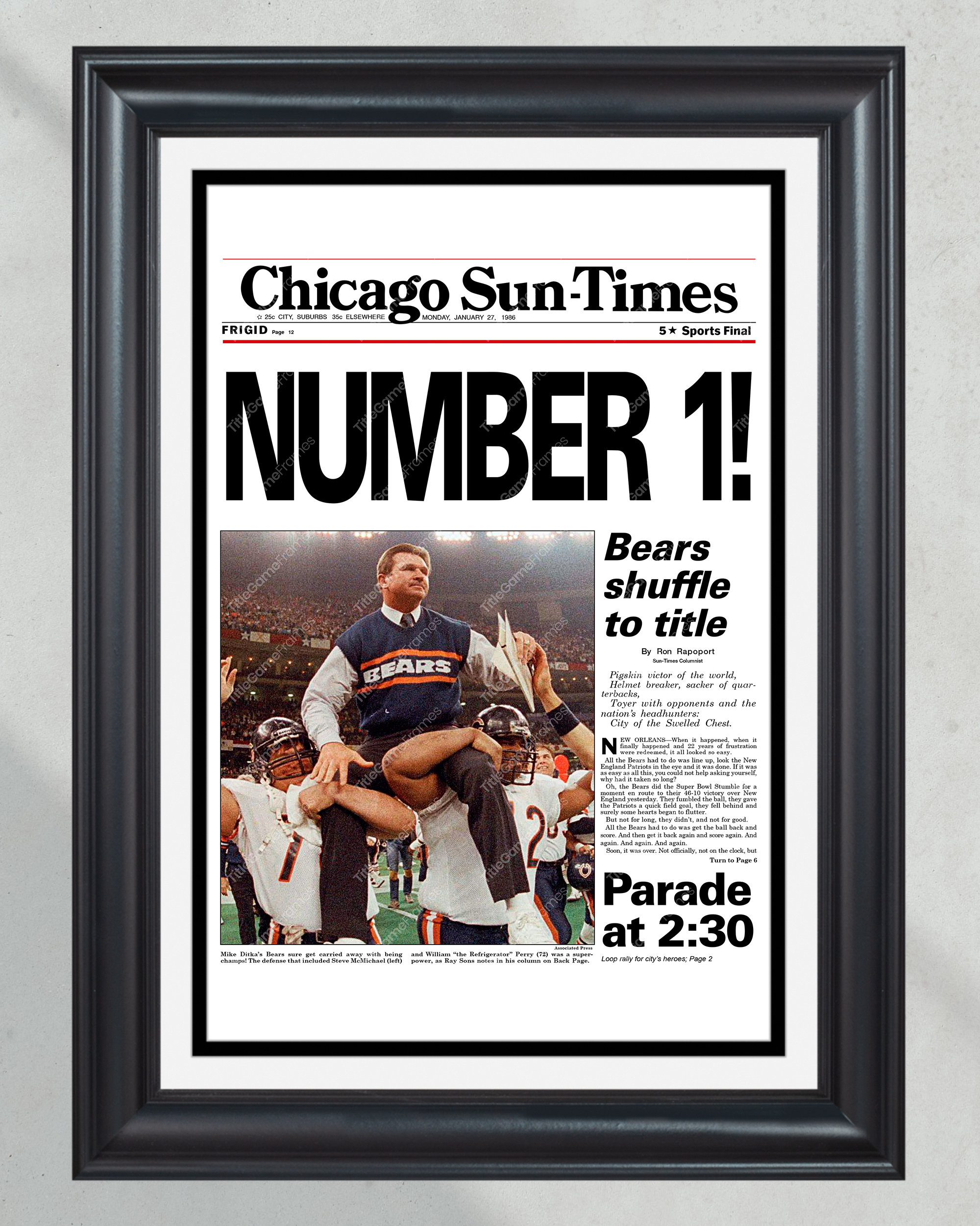 1986 Chicago Bears Super Bowl champions (NO Framed) Poster