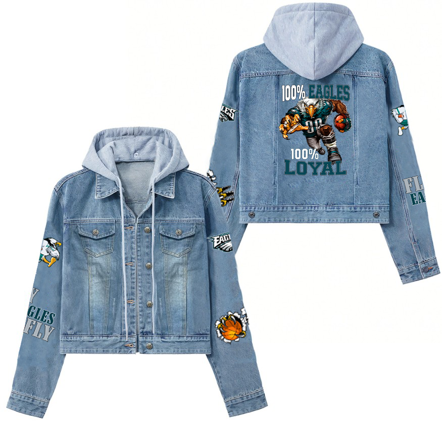 Philadelphia Eagless Premium Hooded Denim Jacket New Collection