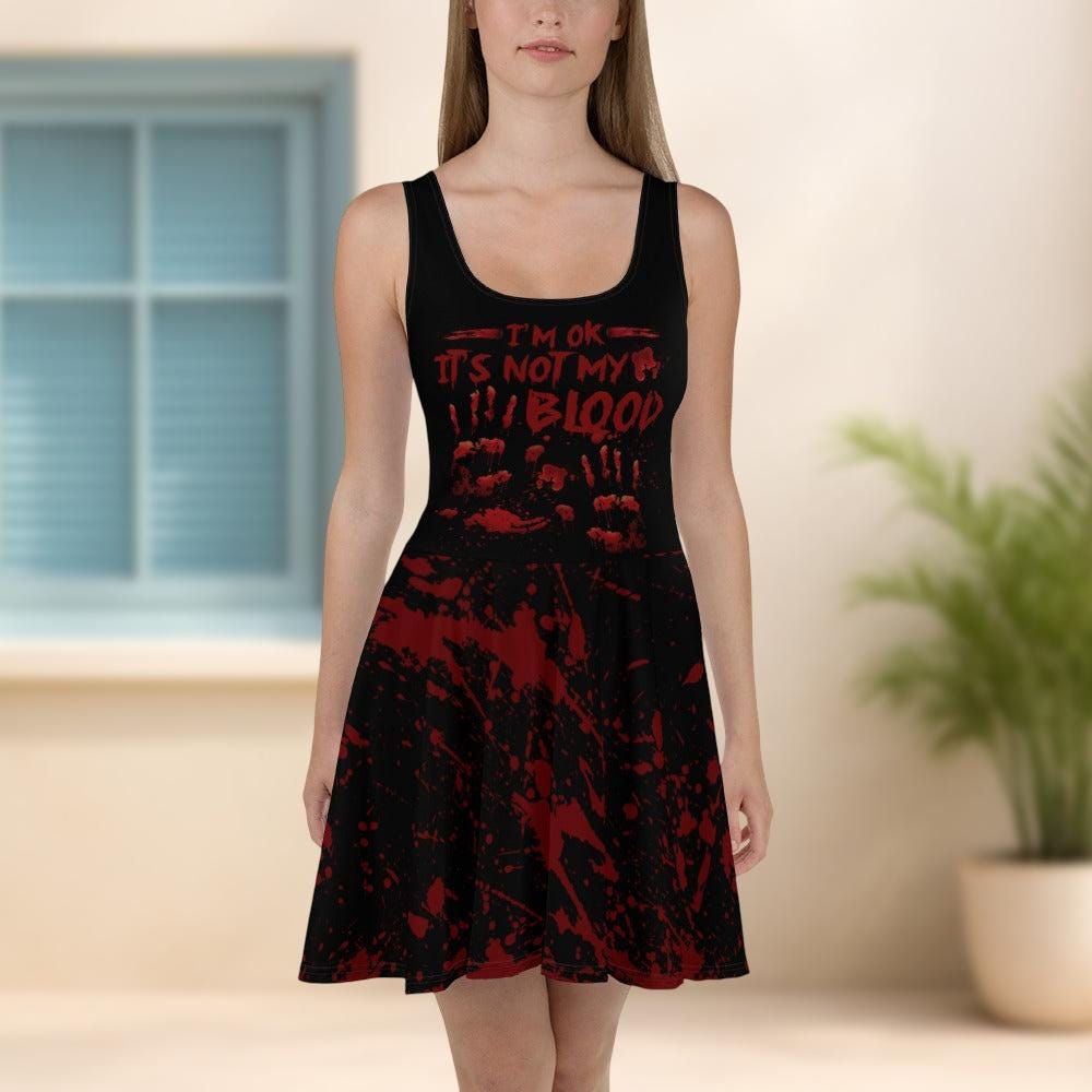 Scary Blood Splatter Halloween Dress, Zombie Vampire Costume for Women