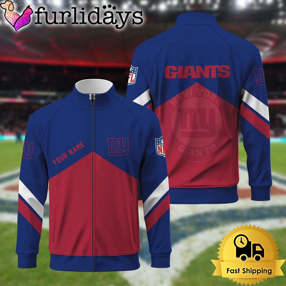 New York Giantss Logo Custom Standing Neck Zipper Jacket