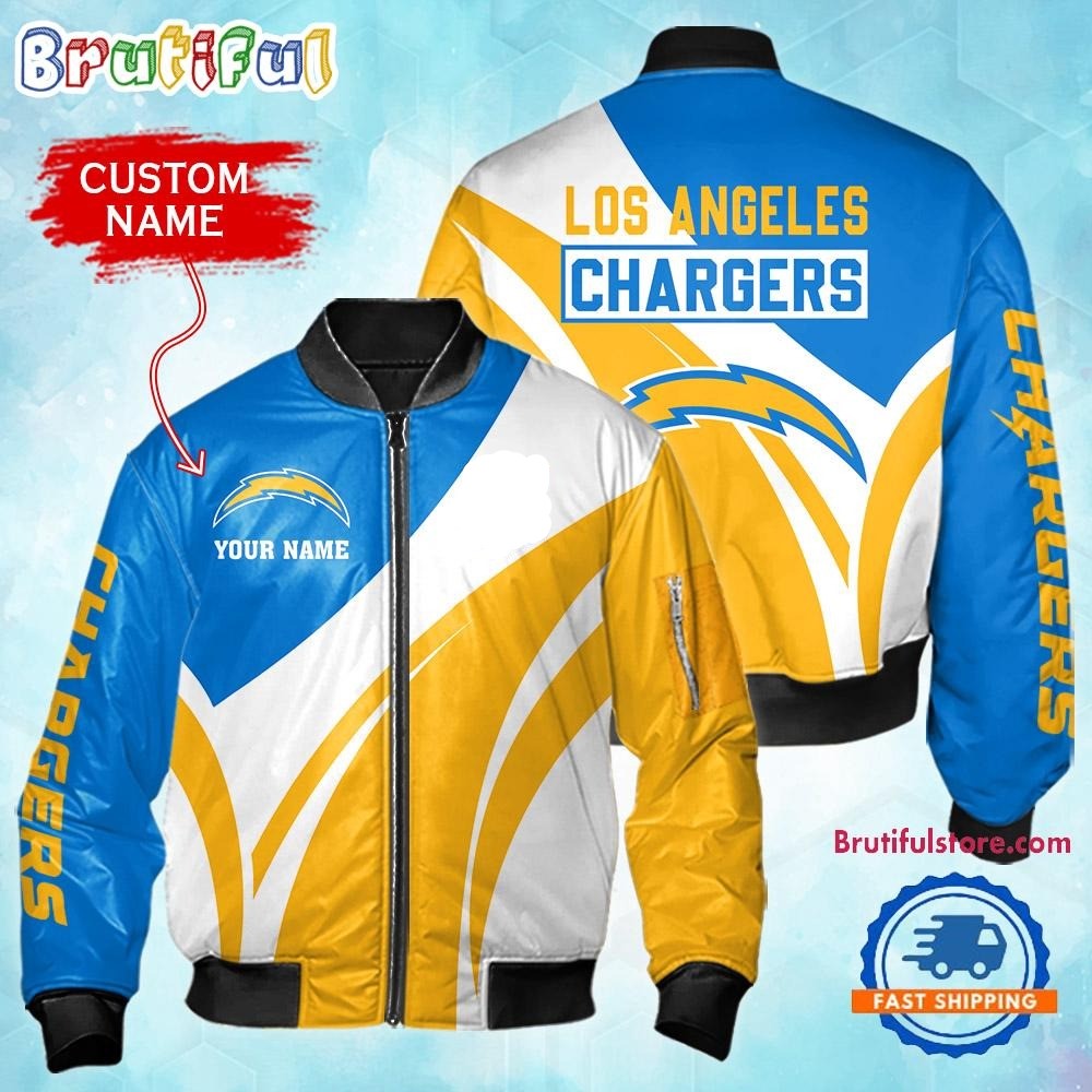 Los Angeles Chargers Football Team Logo Personalized Bomber Jacket