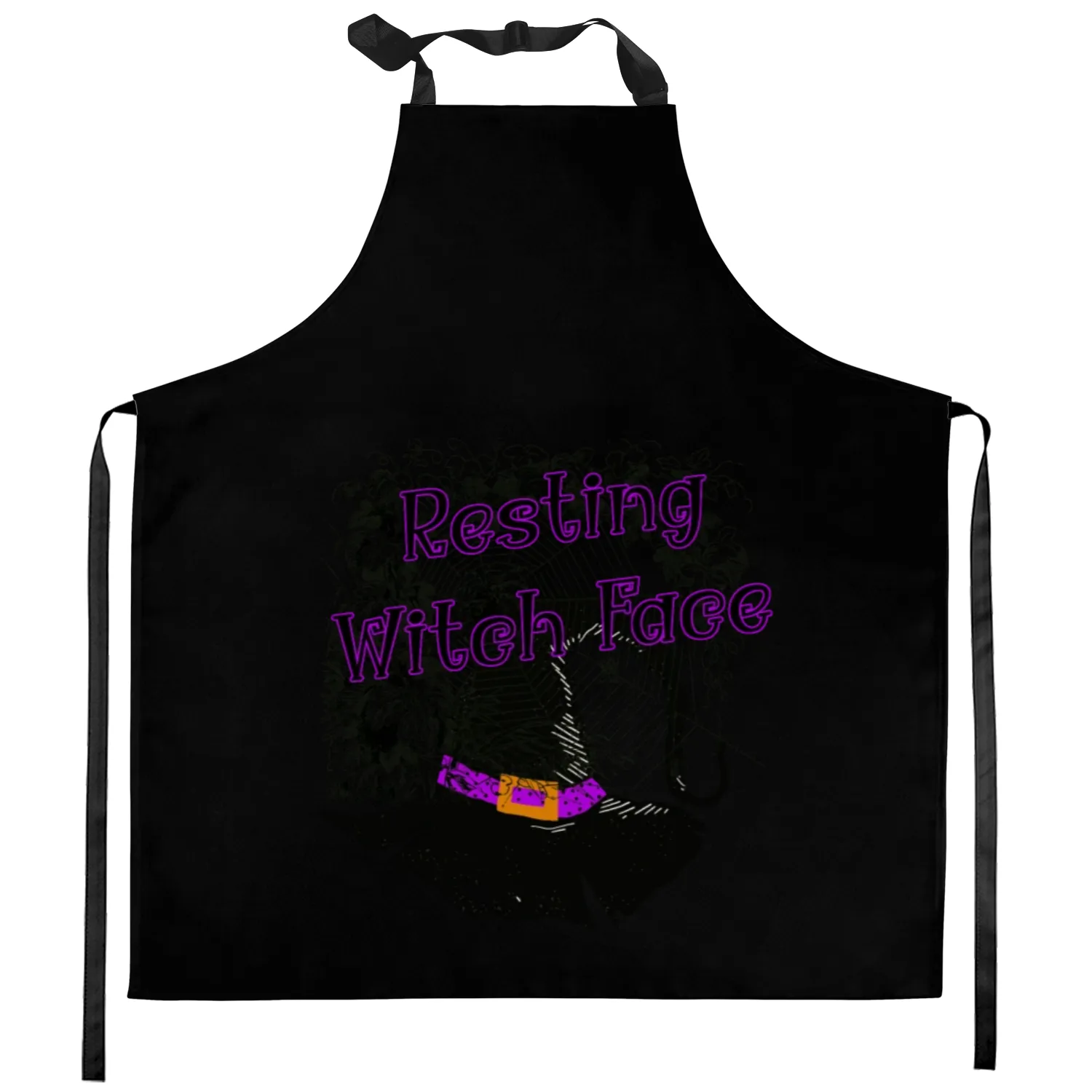 Resting Witch Face - Halloween Spider Web Kitchen Aprons