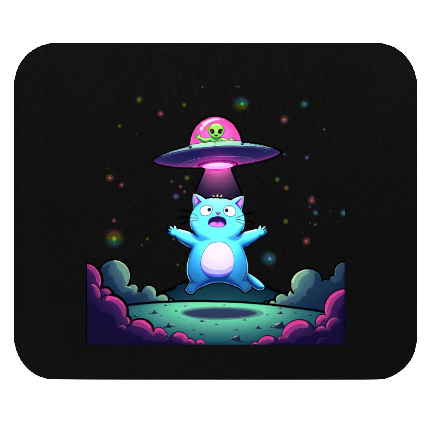 Alien Cat Abduction Art Mouse Pads