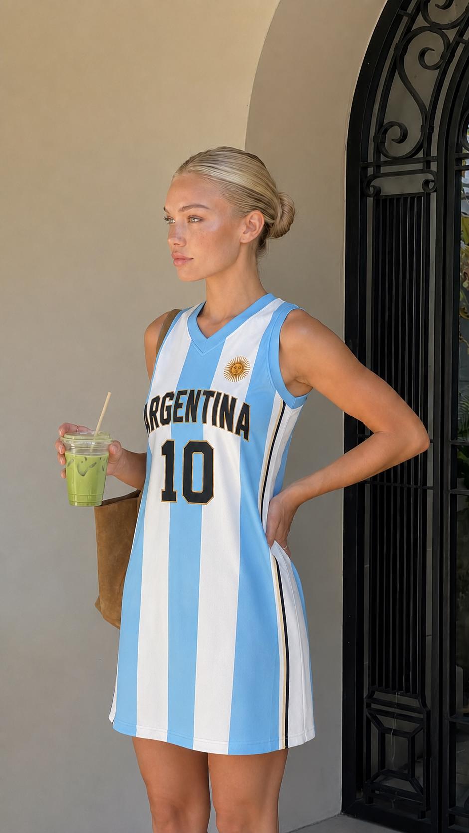 Argentina Soccer Jersey Dress, Custom Name and Number, Personalized Football Fan Dress, Game Day Outfit for Women