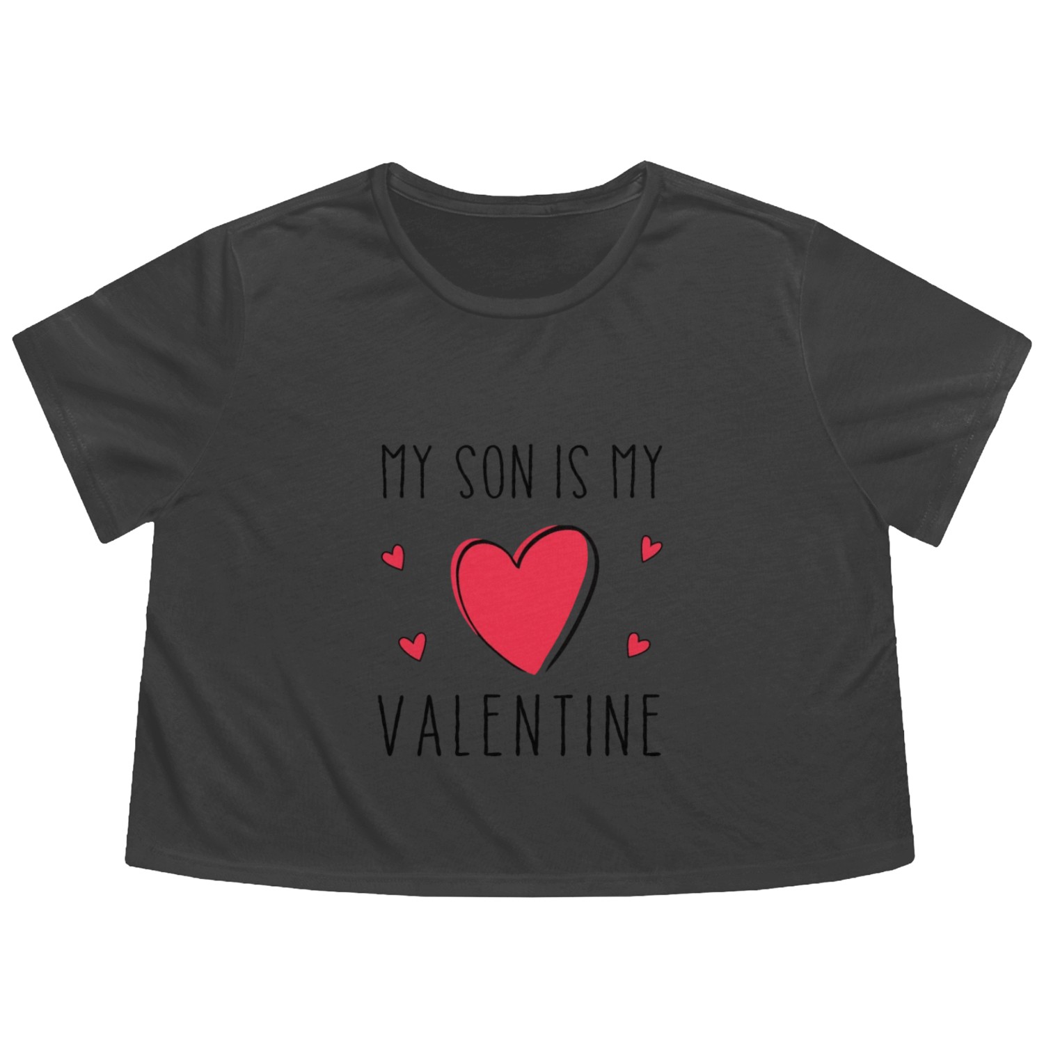 My Son is My Valentine Cute Valentines Day Mom Flowy Cropped Tees
