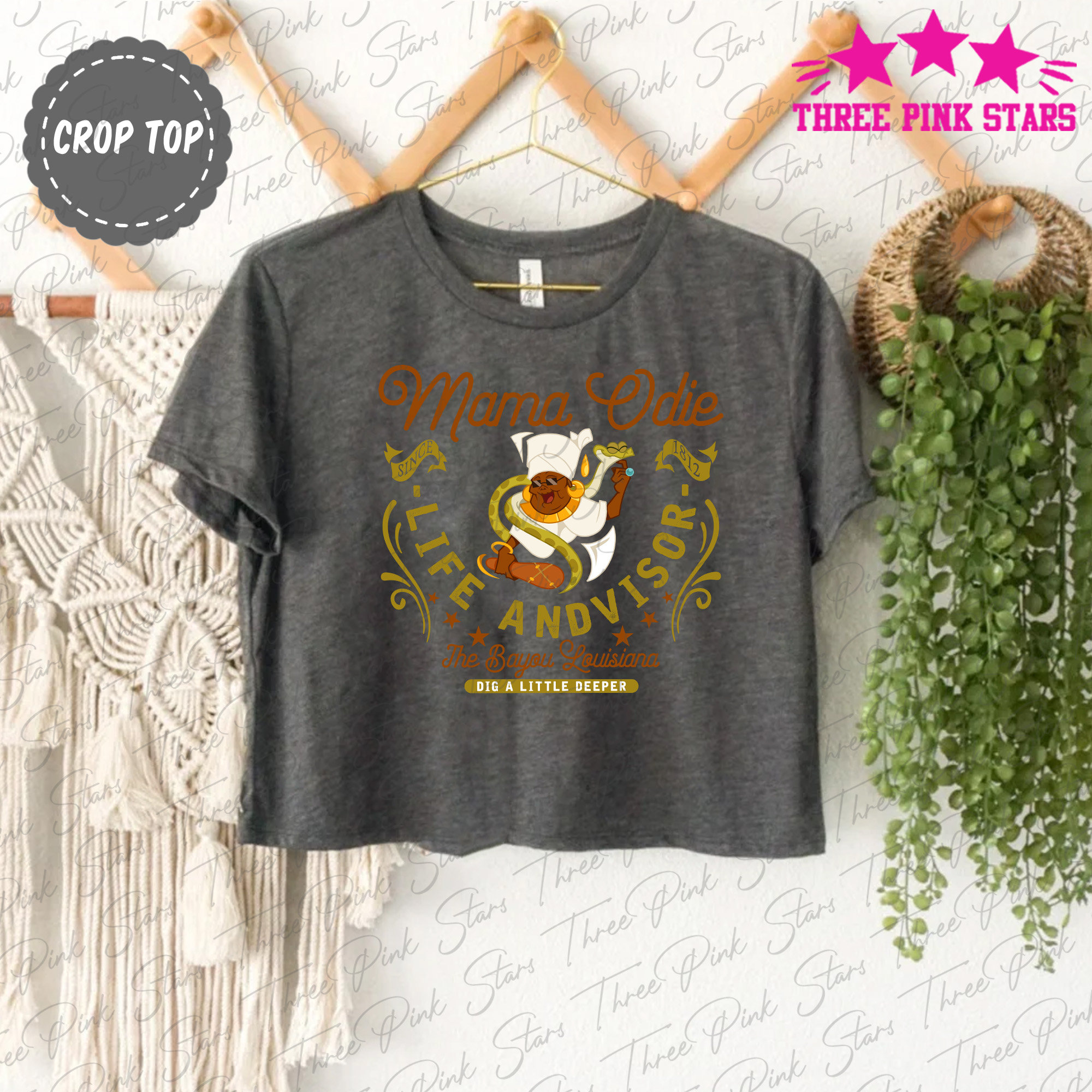Mama Odie Cop Top, Princess And The Frog Crop Top, Dig A Little Deeper Tee E5245