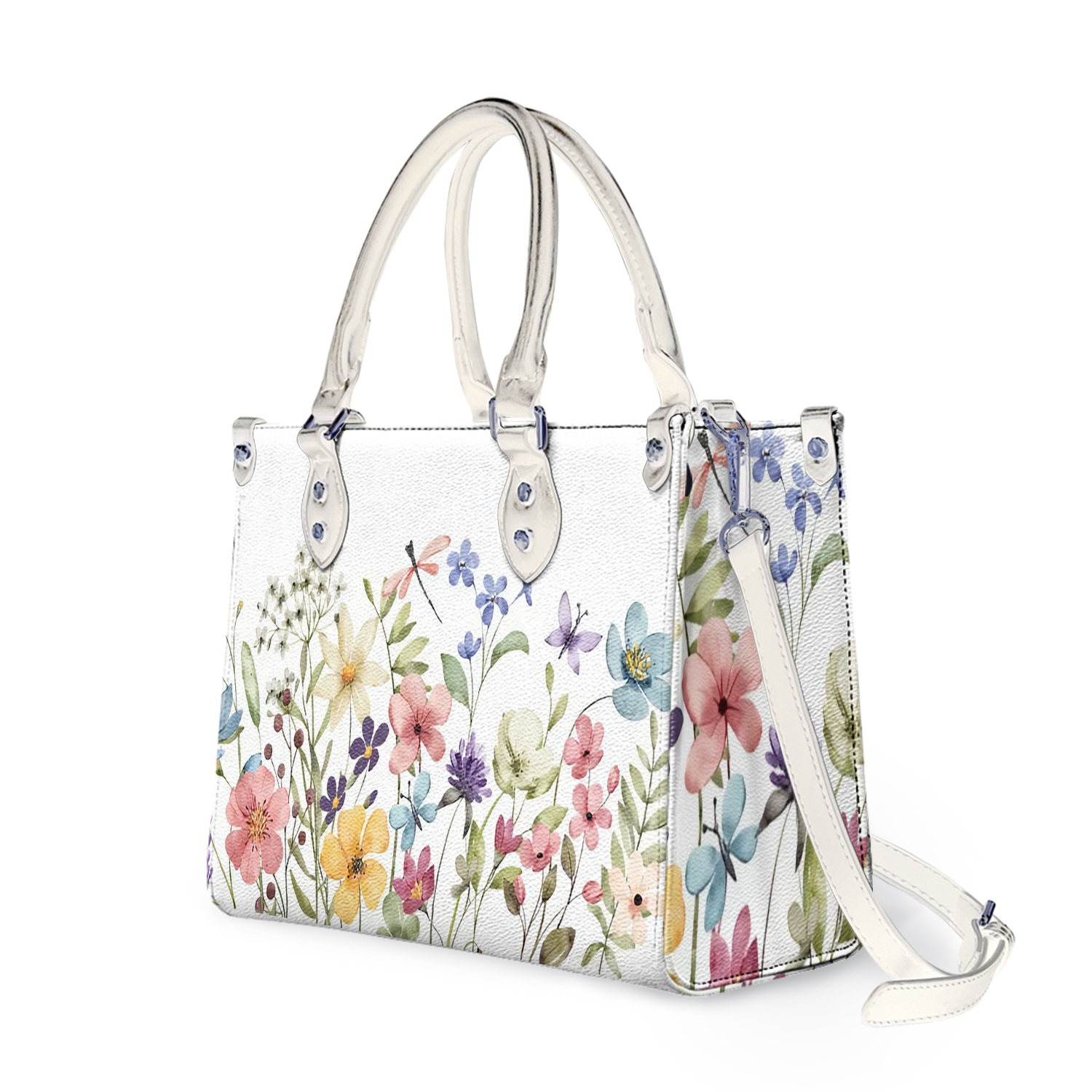 Flower Leather Handbag, gift for mom, gift for her