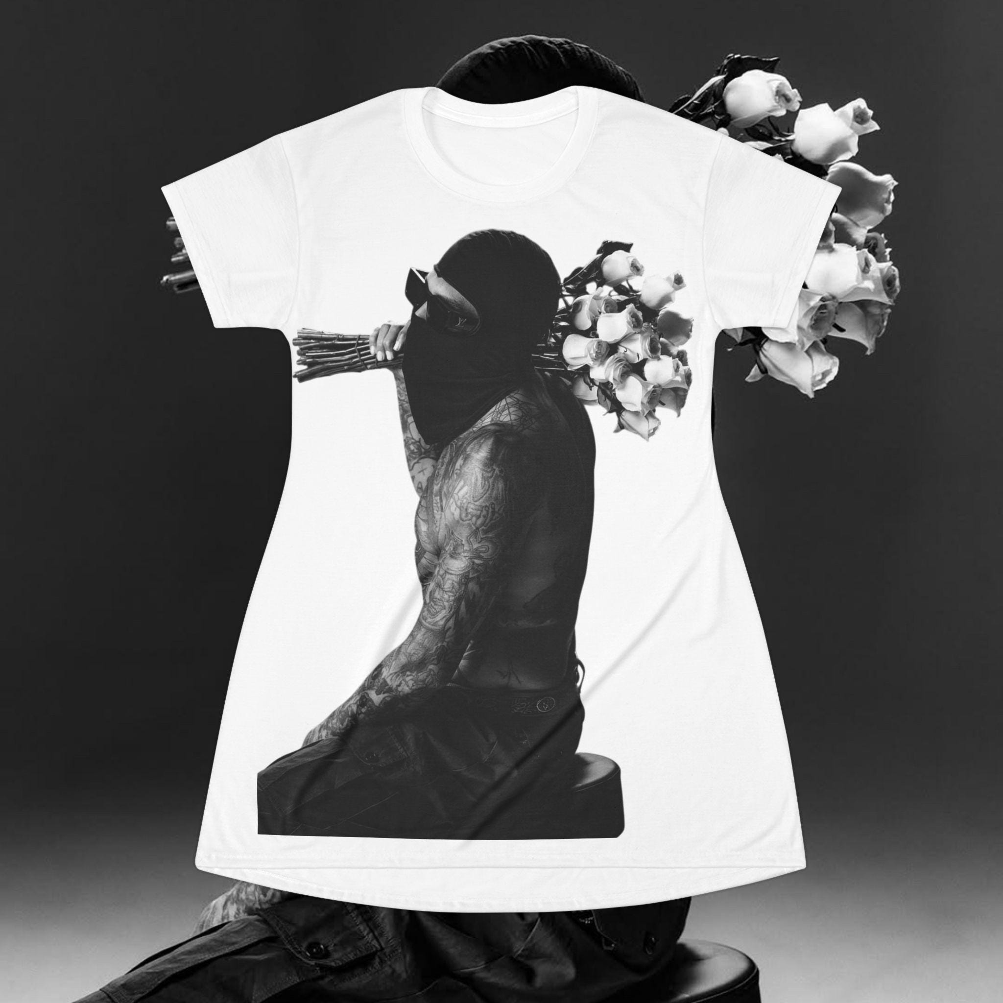 Chris Brown T-Shirt Dress, Breezy Concert Outfit for Women, Music Festival Apparel, Graphic Print Mini Dress, Trendy Pop Culture Clothing