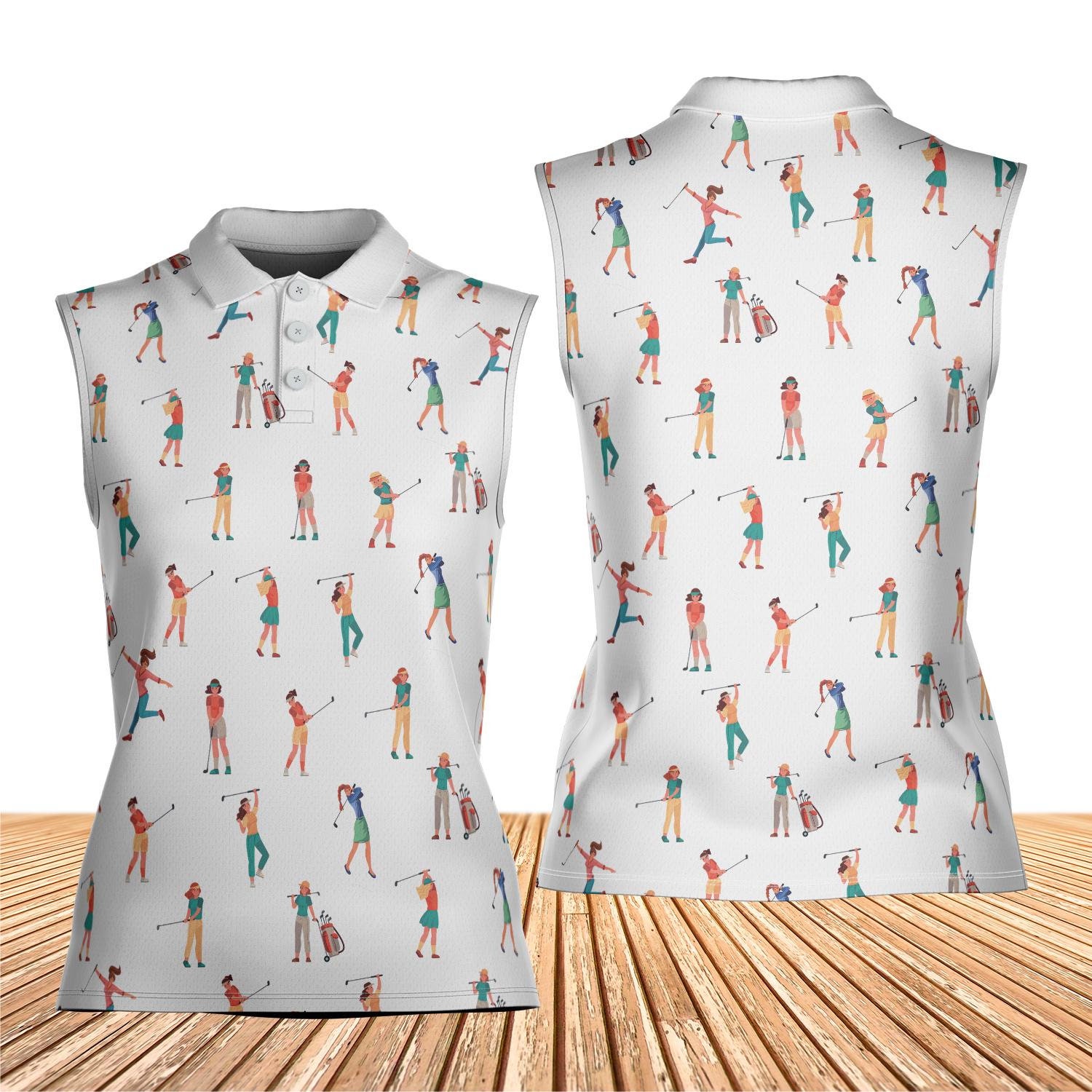 Summer Golf Polo Shirt, Ladies Golf Polo Shirt, Matching Golf Teams Polo Shirt, Sleeveless Polo Shirt For Golfers, Golf Lovers, Golf Player