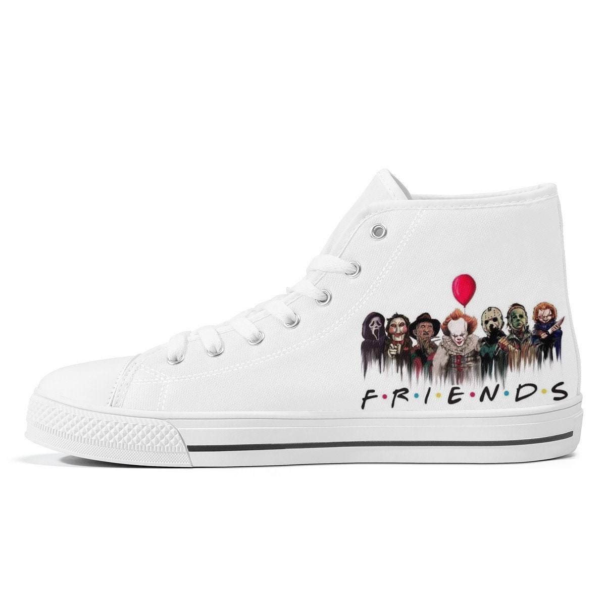 Horror High-Top Canvas Shoes, Krueger, IT, Scream, Horror Sneakers, Nightmare on Elm Street fan, gift for horror fans