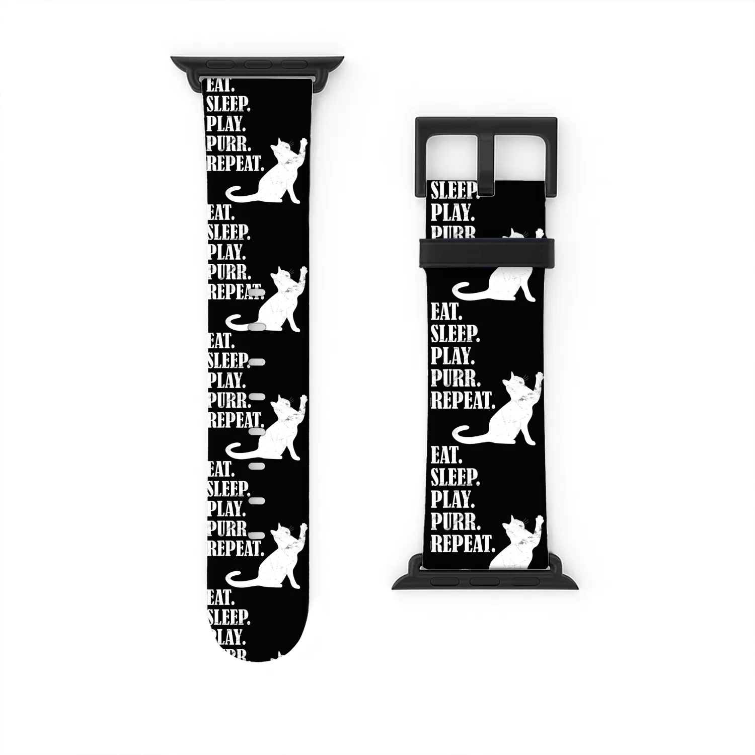 Cat Motive Fun Retro Eat Sleep Play Purr Repeat Watch Bands For Apple Watch
