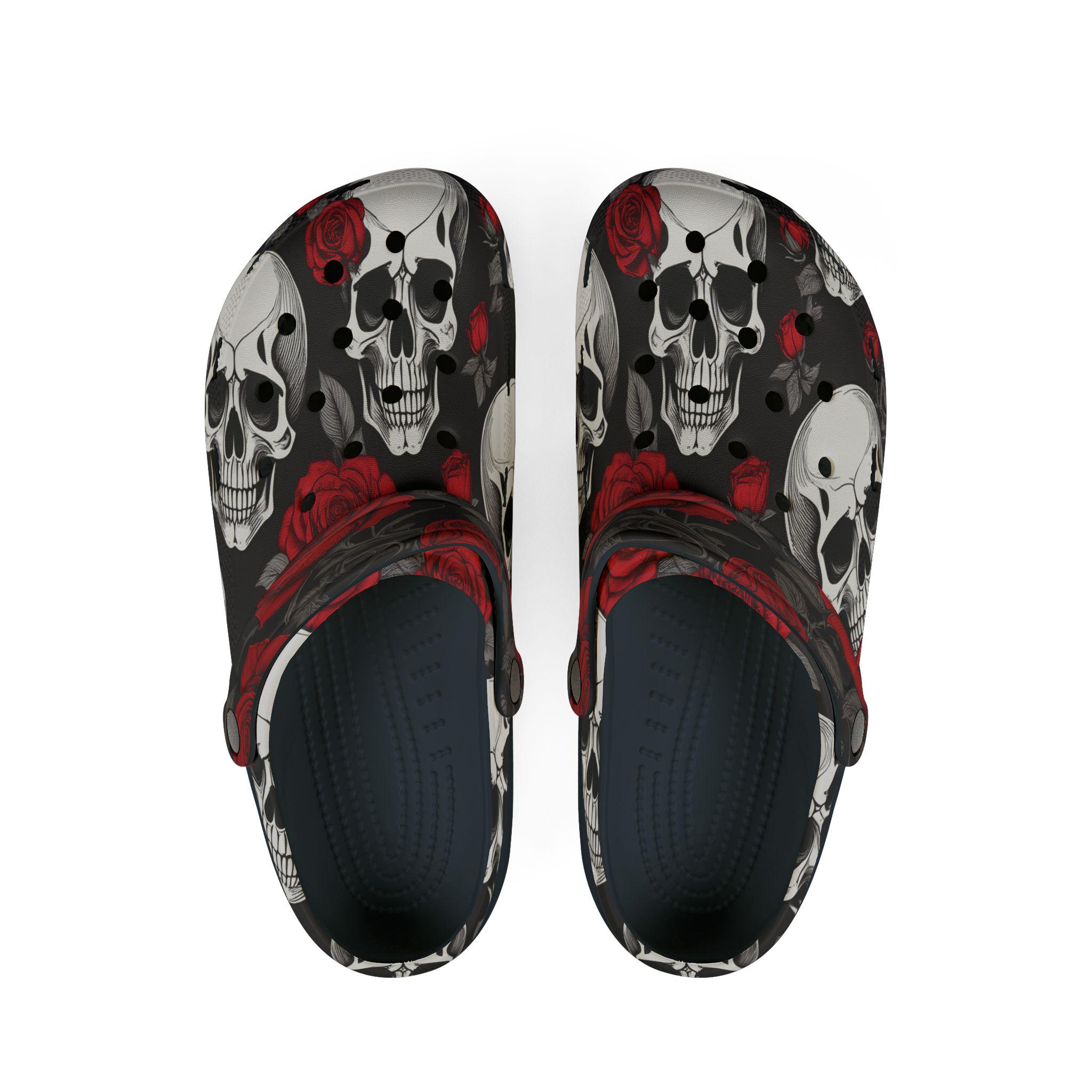 Skull and Roses Foam Clogs | Gothic Foam Shoes | Gothic Foam Rubber Shoes