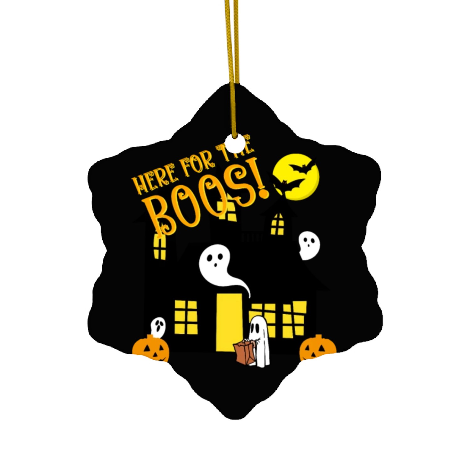 Here for the Boos (With Kid) Ceramic Ornaments