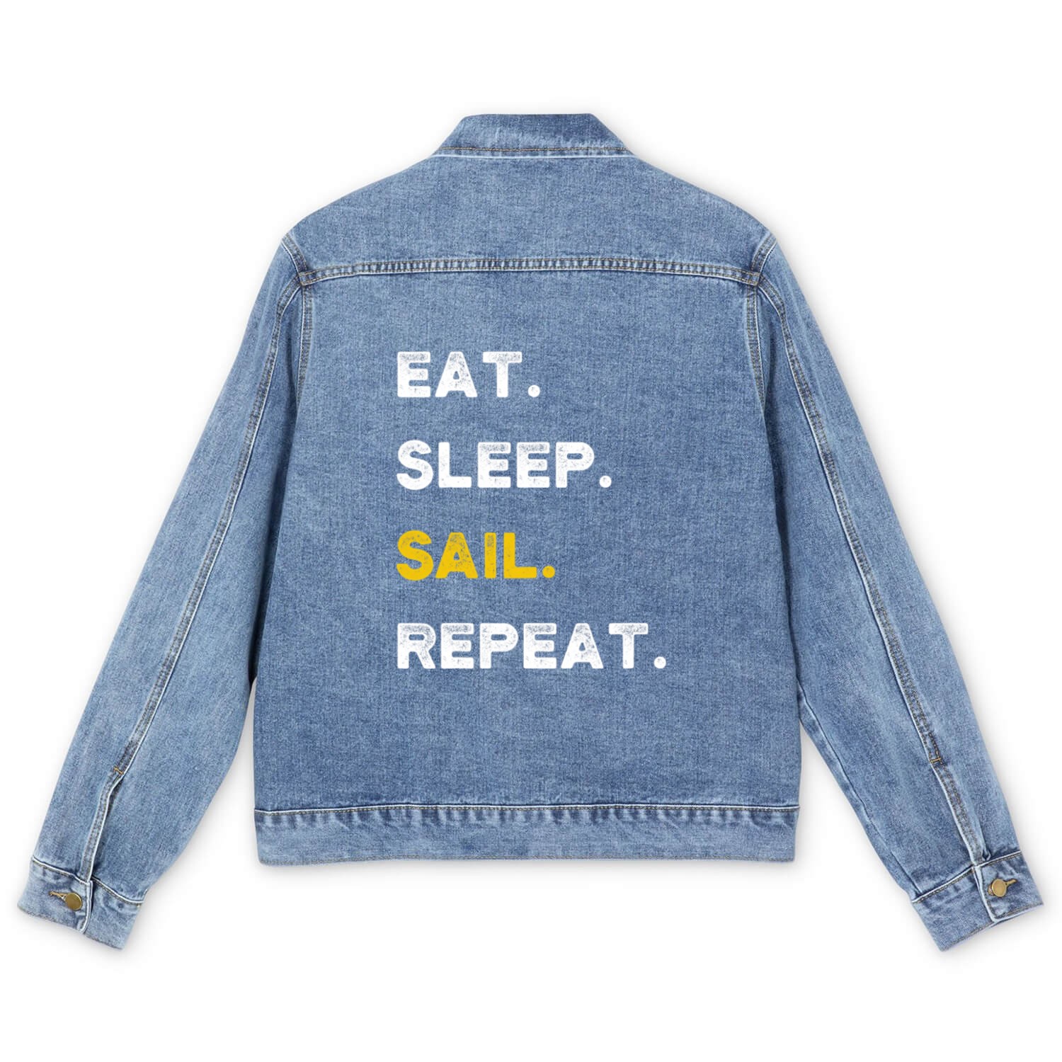 Sailing Sailor Captain Eat Sleep Sail Repeat Men's Denim Jackets