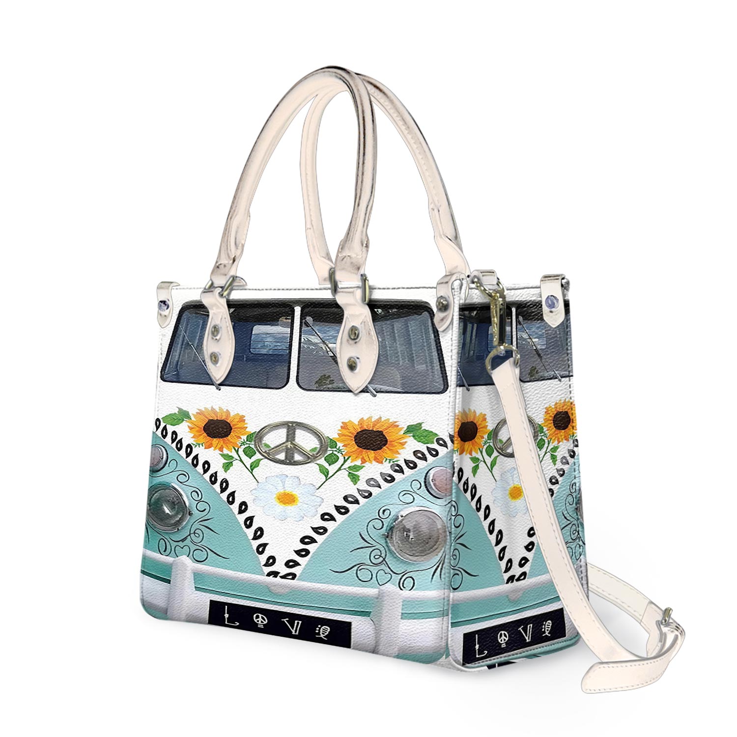 Hippie Van Truck Peace Sunflower Bag Handbag