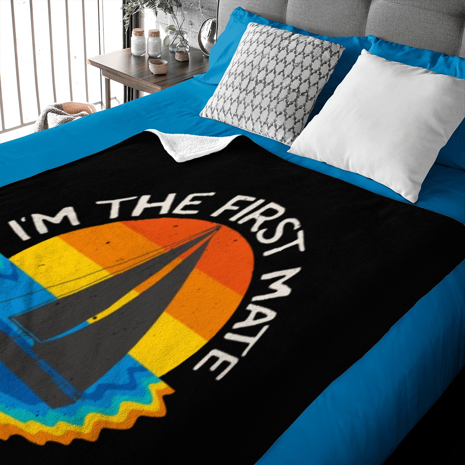 First Mate Sailing Boat Retro Boating Baby Blankets