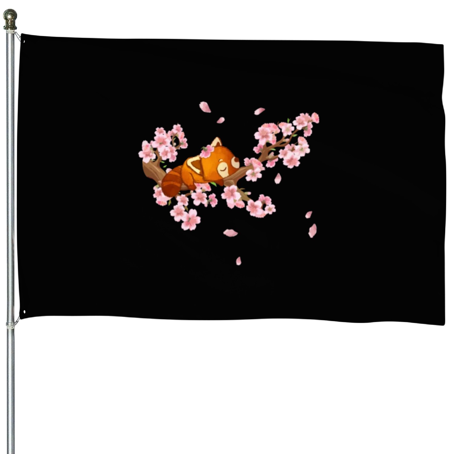 Cute Japanese Art Cherry Blossom Kawaii Red Panda House Flags