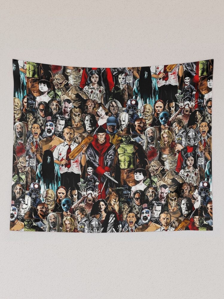 Horror Collection Wall Tapestry, Halloween Tapestries, Horror Backdrop, Cute Flag, Horror Wall Hanging